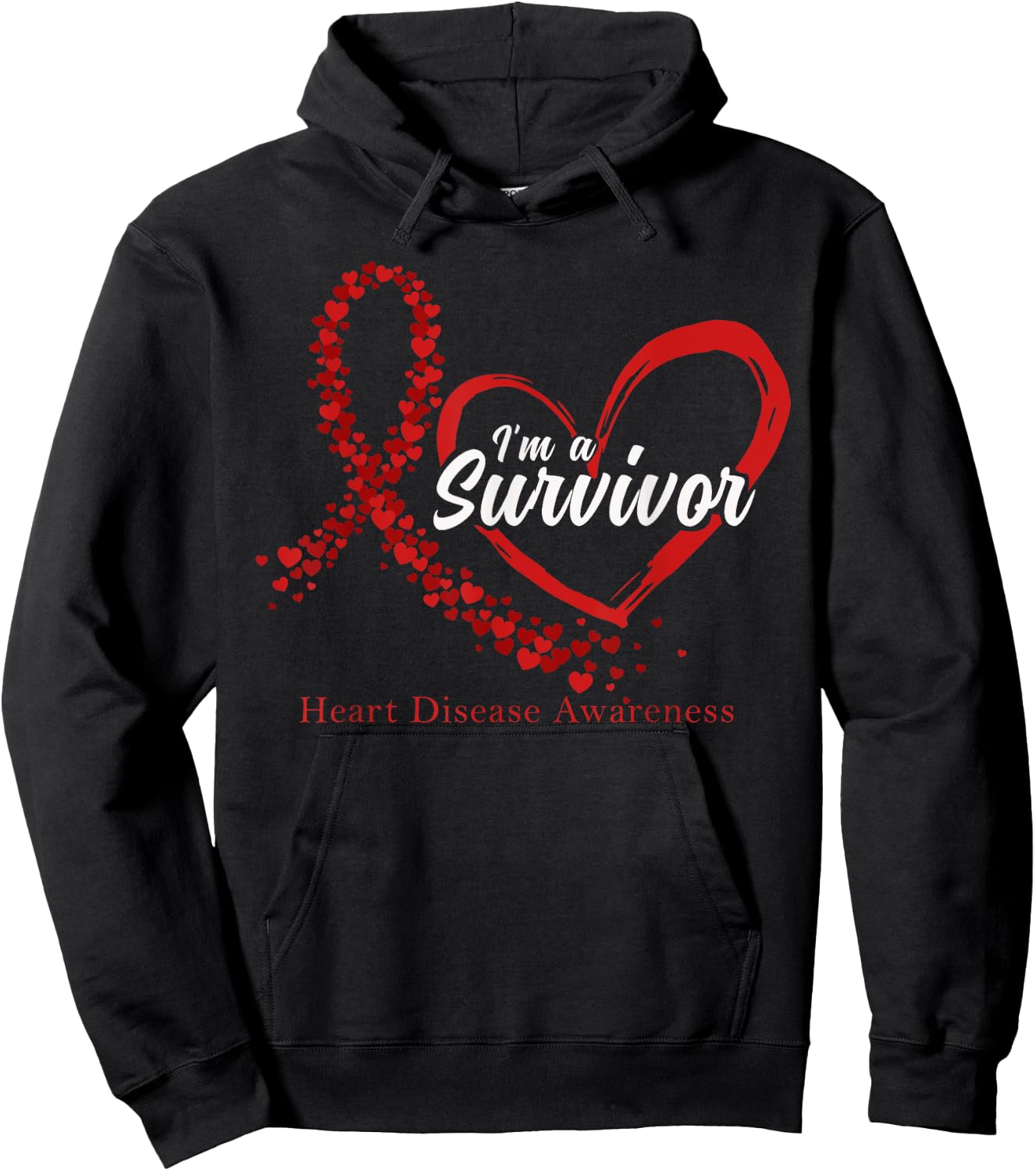 I'm A Survivor Heart Disease Awareness Month Support Hoodie - Hoodie | Black