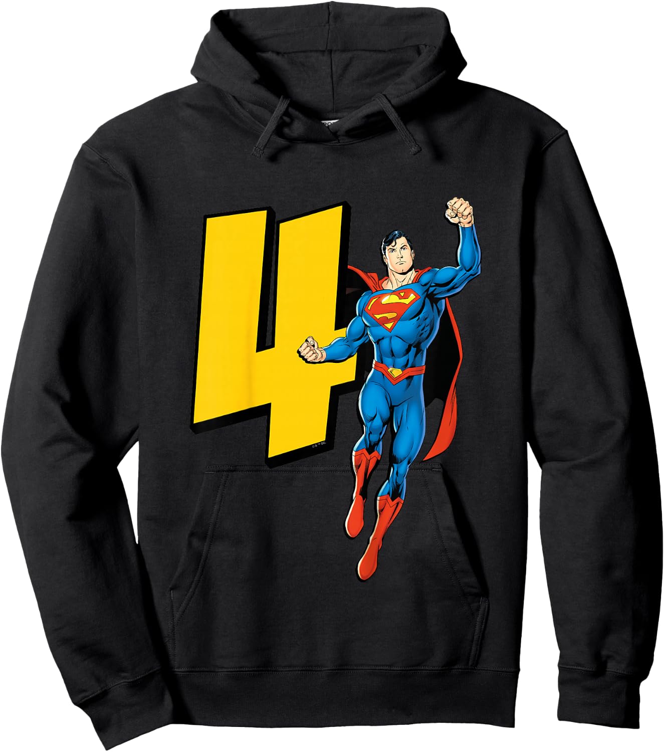 Kids Superman Super Hero 4th Birthday Hoodie - Hoodie | Black