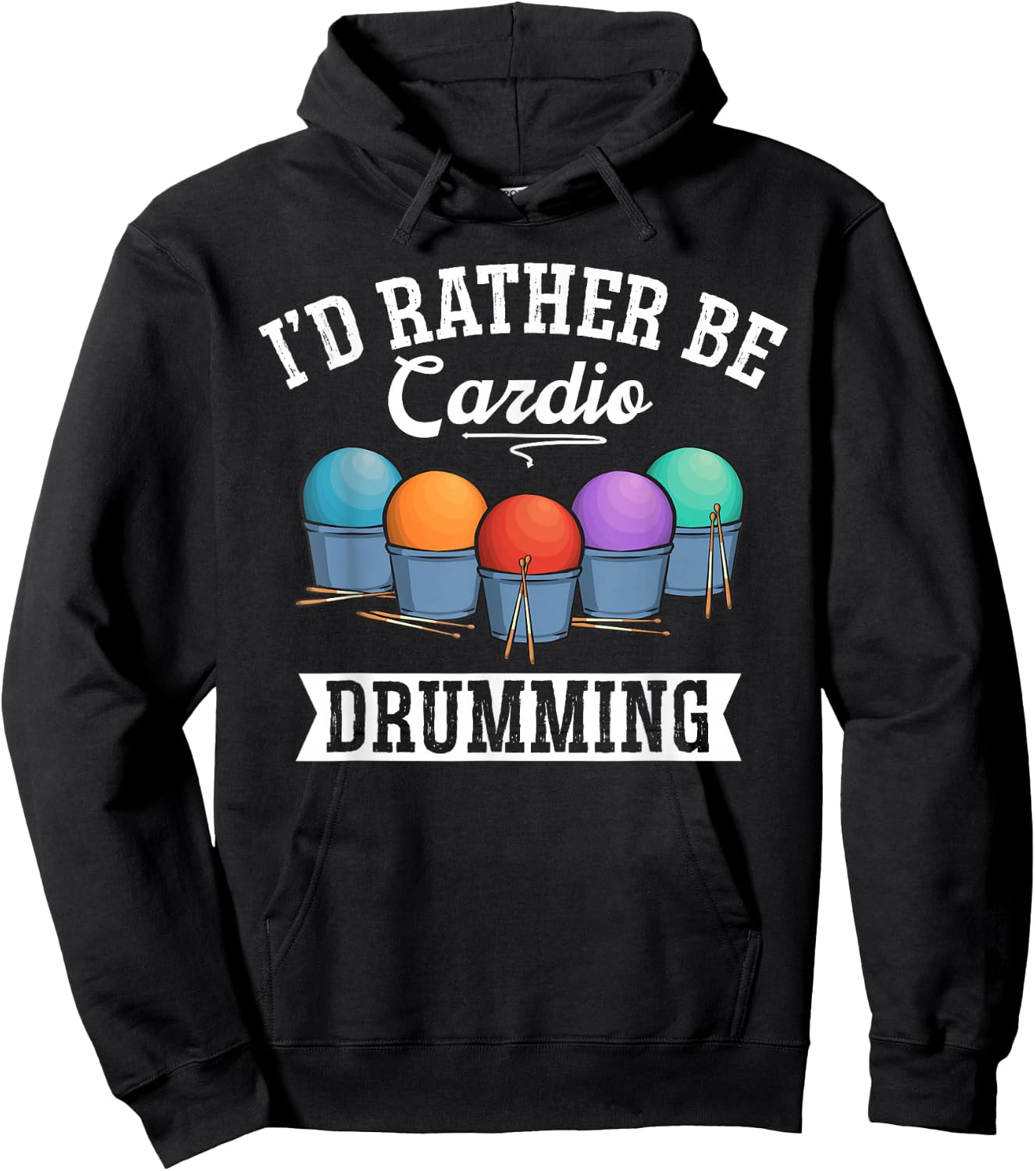 Cardio Drumming Gym Fitness Class Workout Hoodie - Hoodie | Black