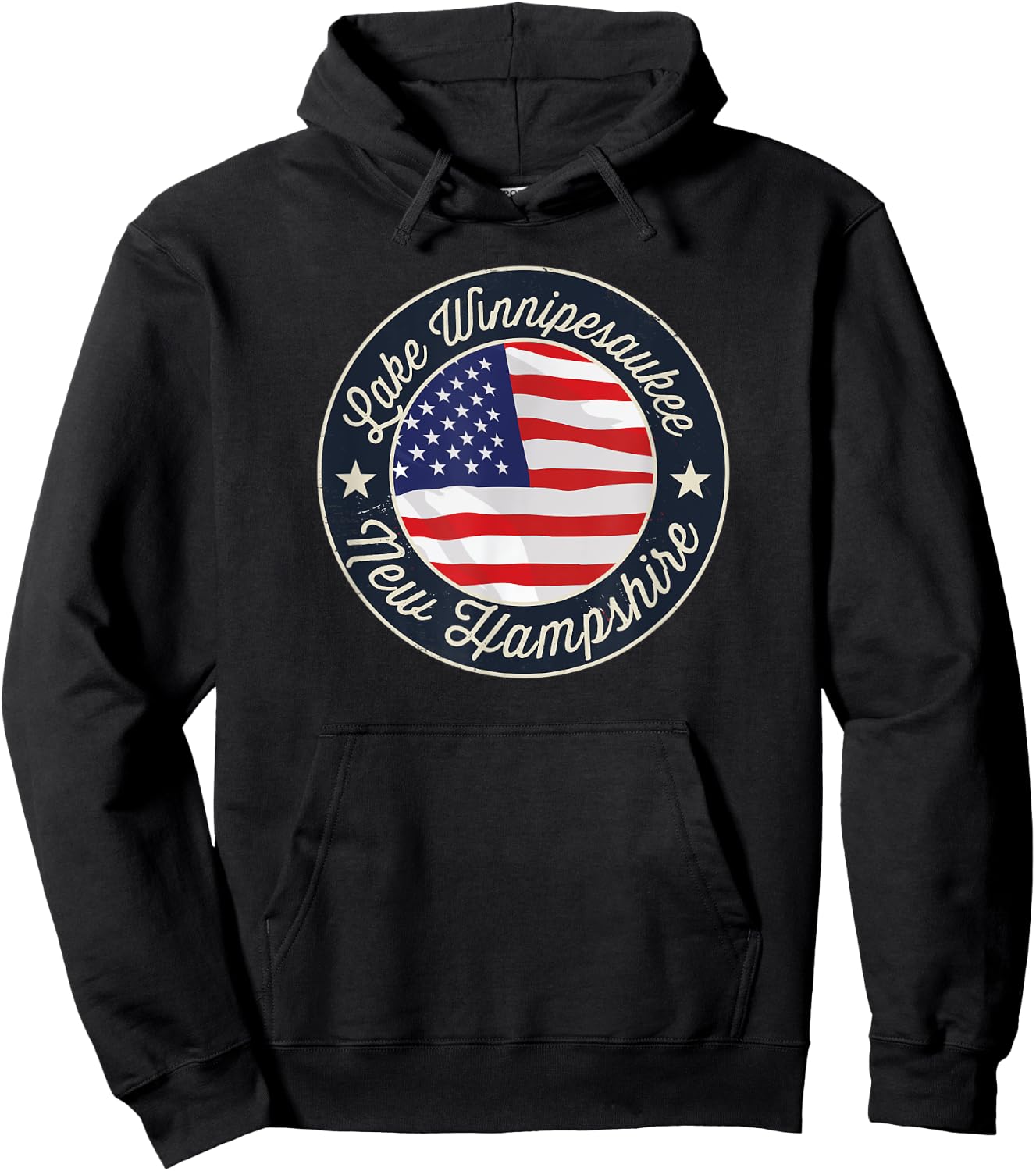 Lake Winnipesaukee - Patriotic New Hampshire Souvenir Hoodie - Hoodie | Black
