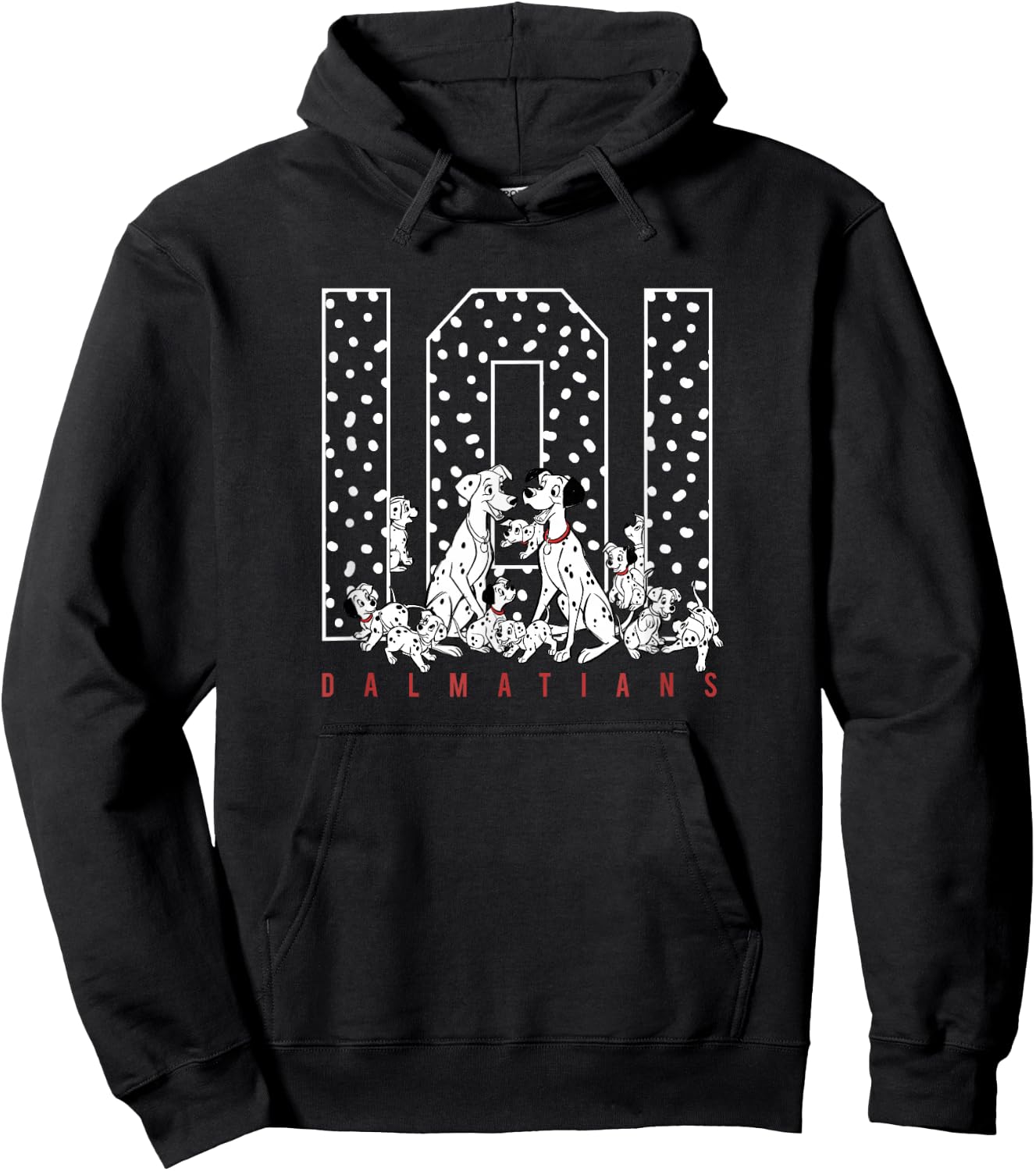 Disney 101 Dalmatians Group Shot Big Spotted Numbers Hoodie - Hoodie | Black