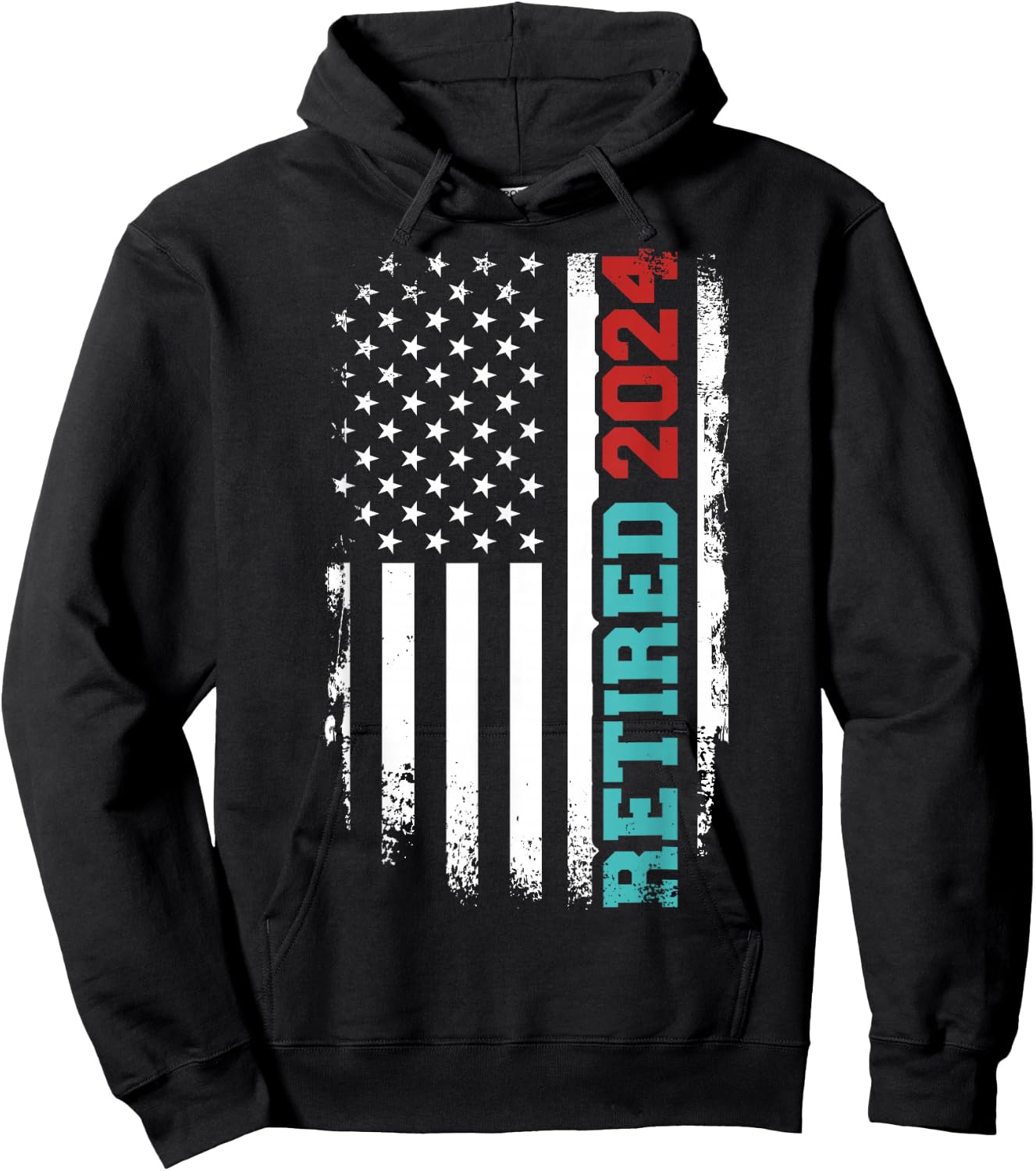 Retired 2024 us american flag for retirement and pensioner Hoodie - Hoodie | Black