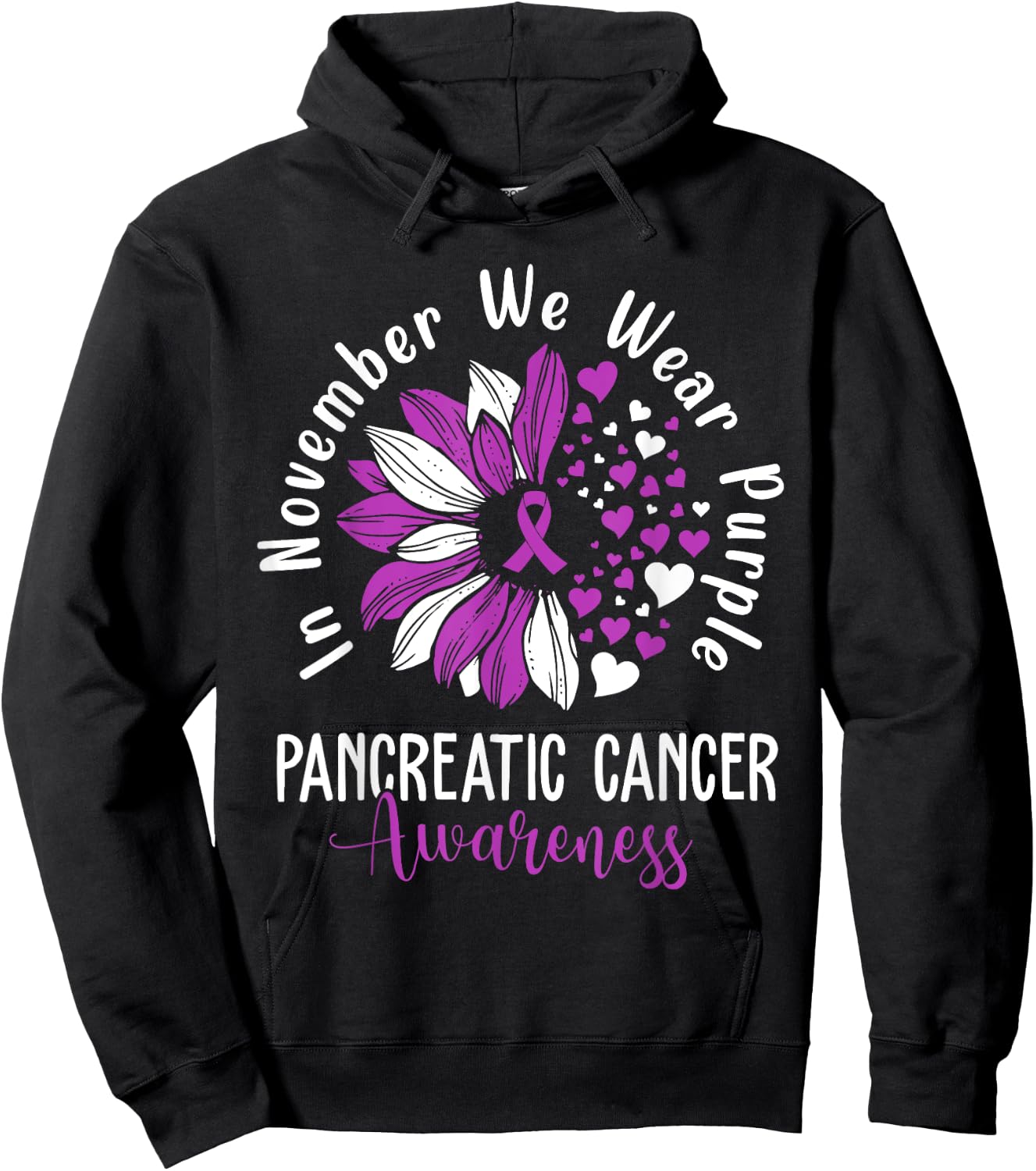 In November We Wear Purple Pancreatic Cancer Awareness Hoodie - Hoodie | Black