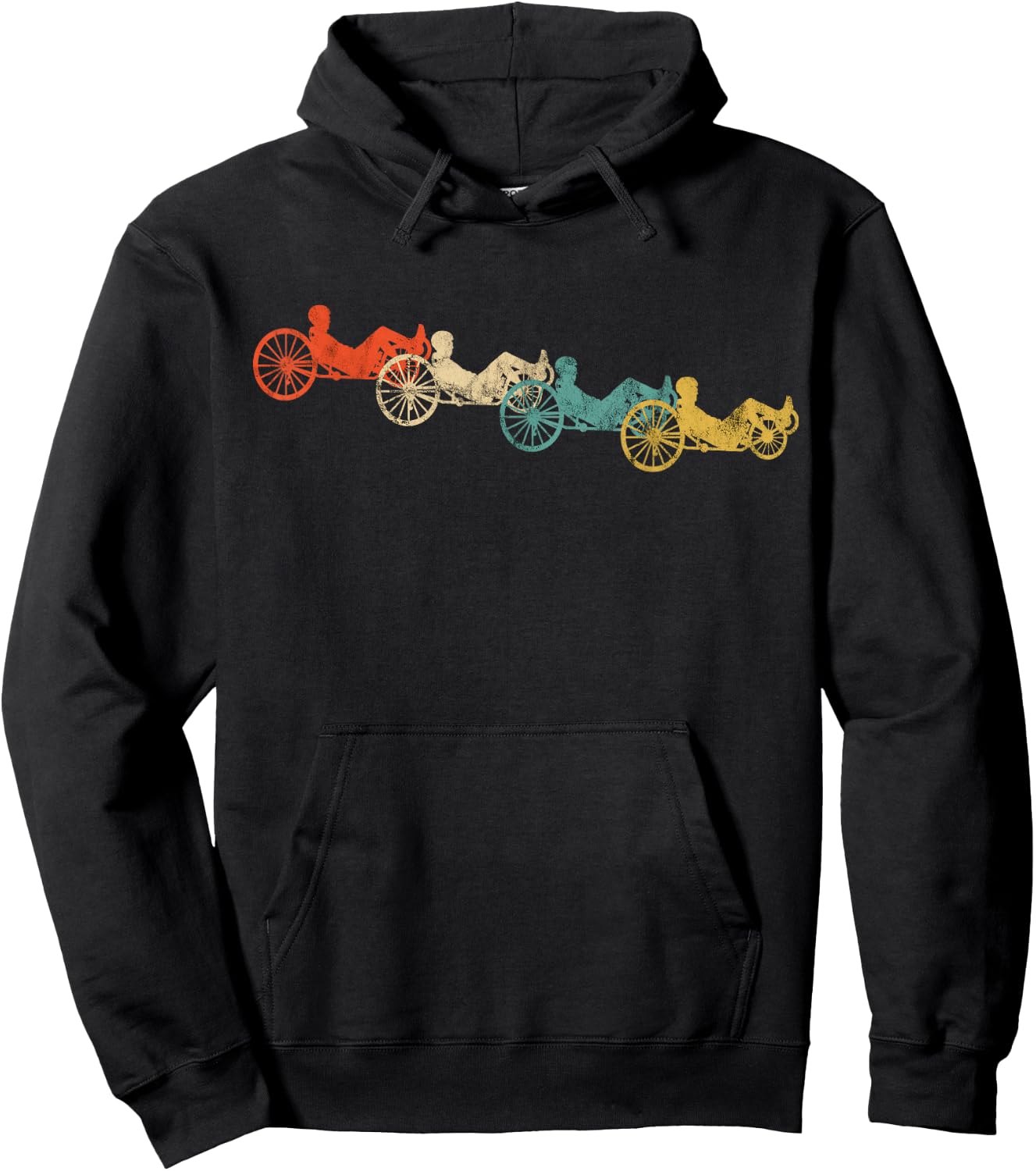 Recumbent Bike Cyclist Vintage Retro Cycling Recumbent Trike Hoodie - Hoodie | Black