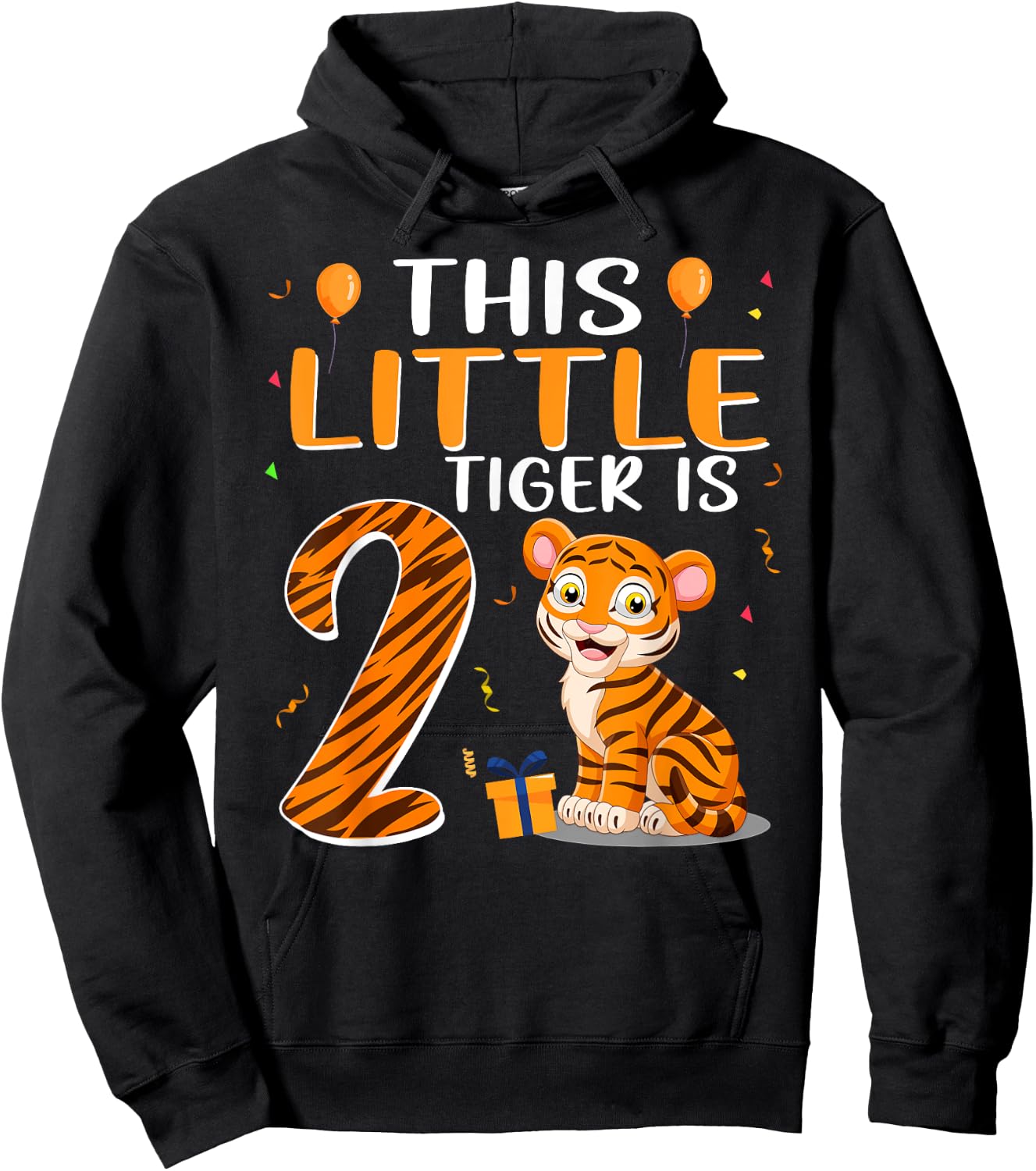 This Little Tiger Is 2 Birthday Party 2 Year Old Hoodie - Hoodie | Black