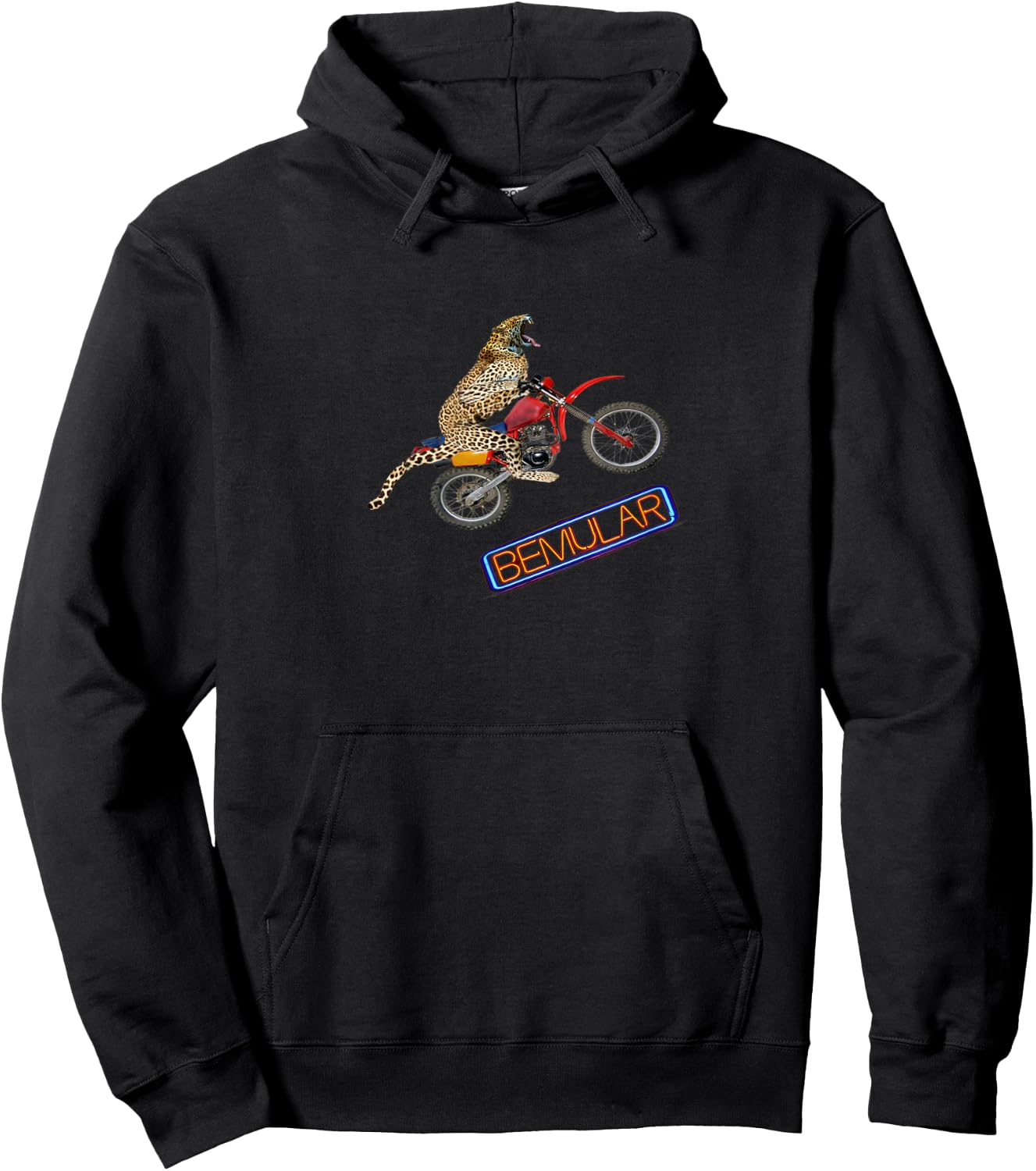 The Jumping Jaguar / Cat on Dirt Bike Women Kids Hoodie - Hoodie | Black