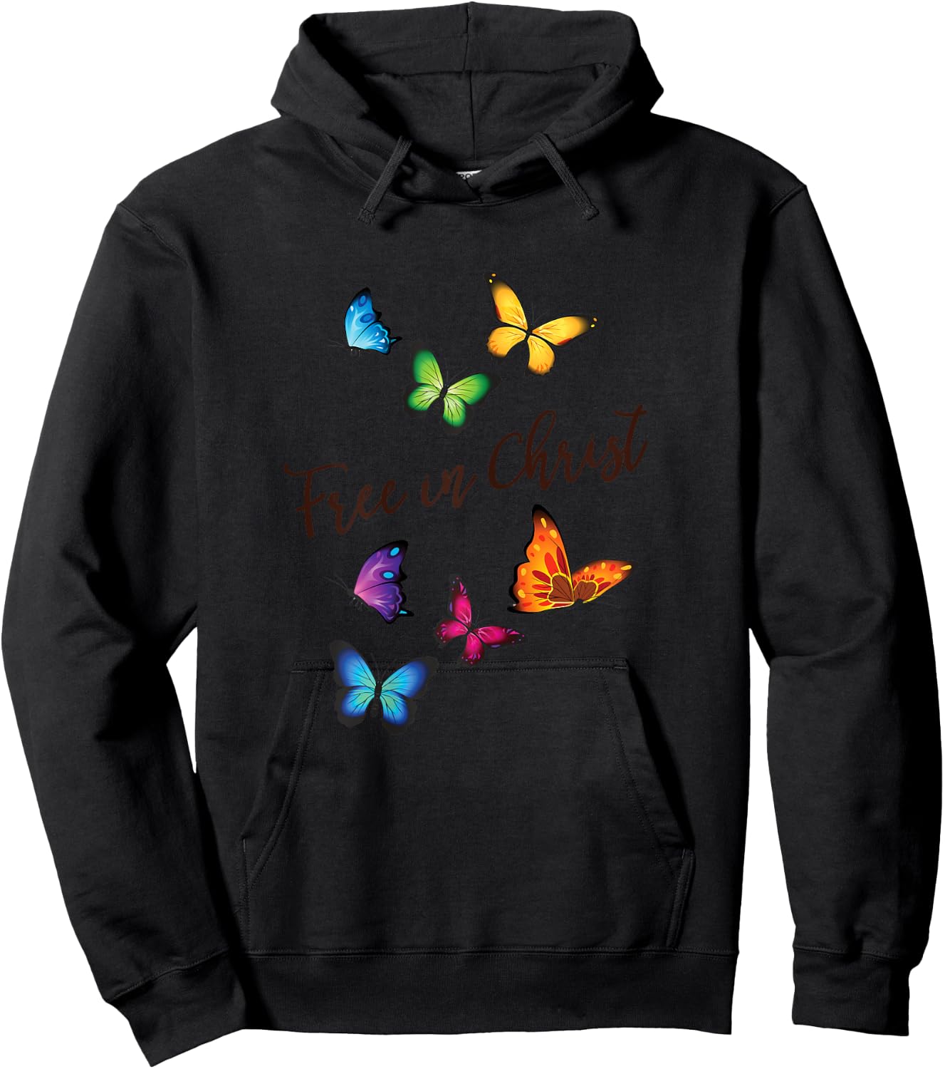 Free in Christ Christian Butterfly Hoodie - Hoodie | Black