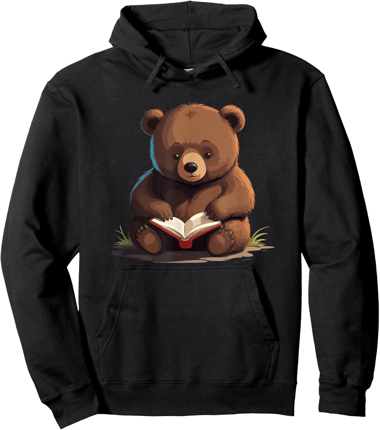 Cute Bear is reading a Book, Reading Bear Hoodie - Hoodie | Black