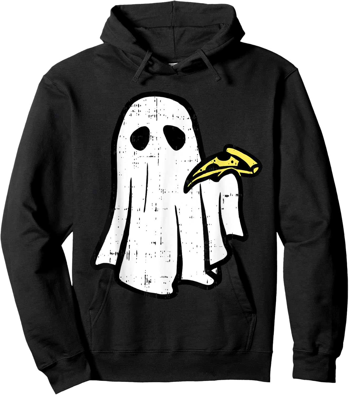 Ghost Eating Pizza Halloween Costume Ghoul Men Women Kids Hoodie - Hoodie | Black