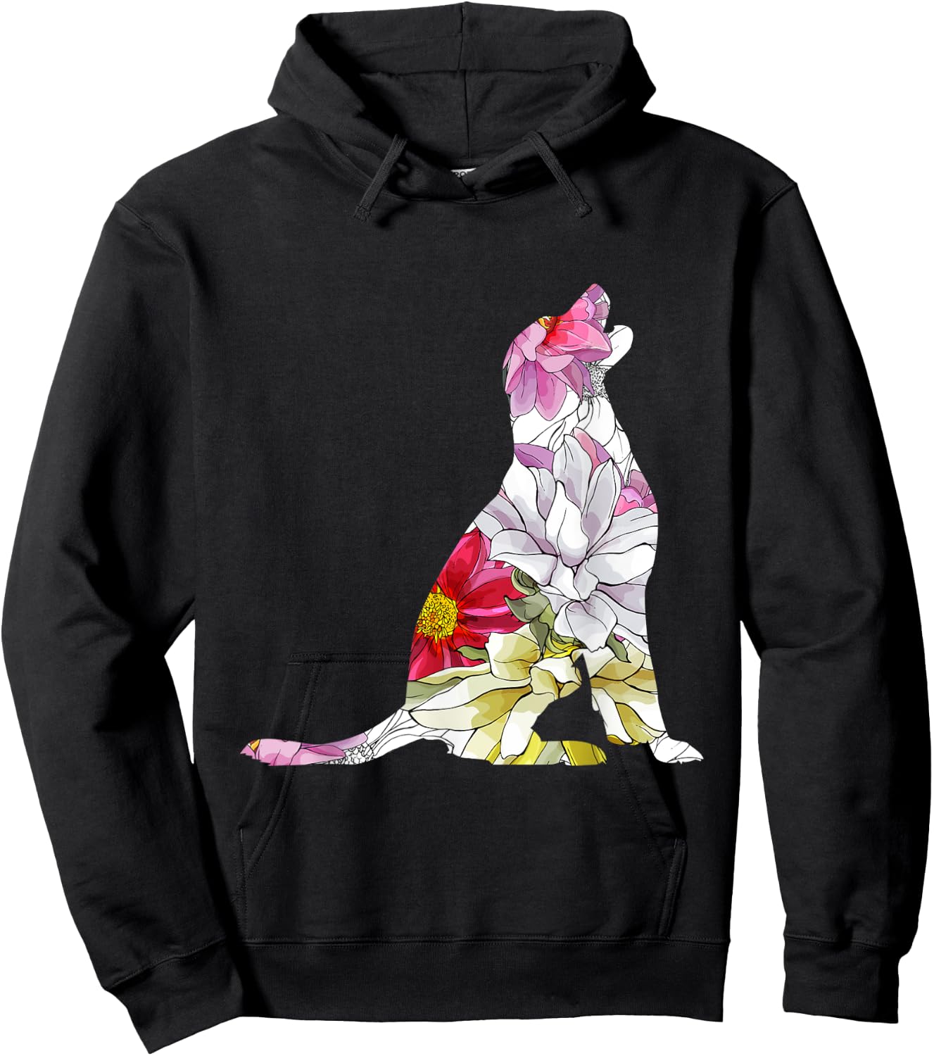 Floral Labrador - Botanical Flowers Dog Owner Pet Breeder Hoodie - Hoodie | Black