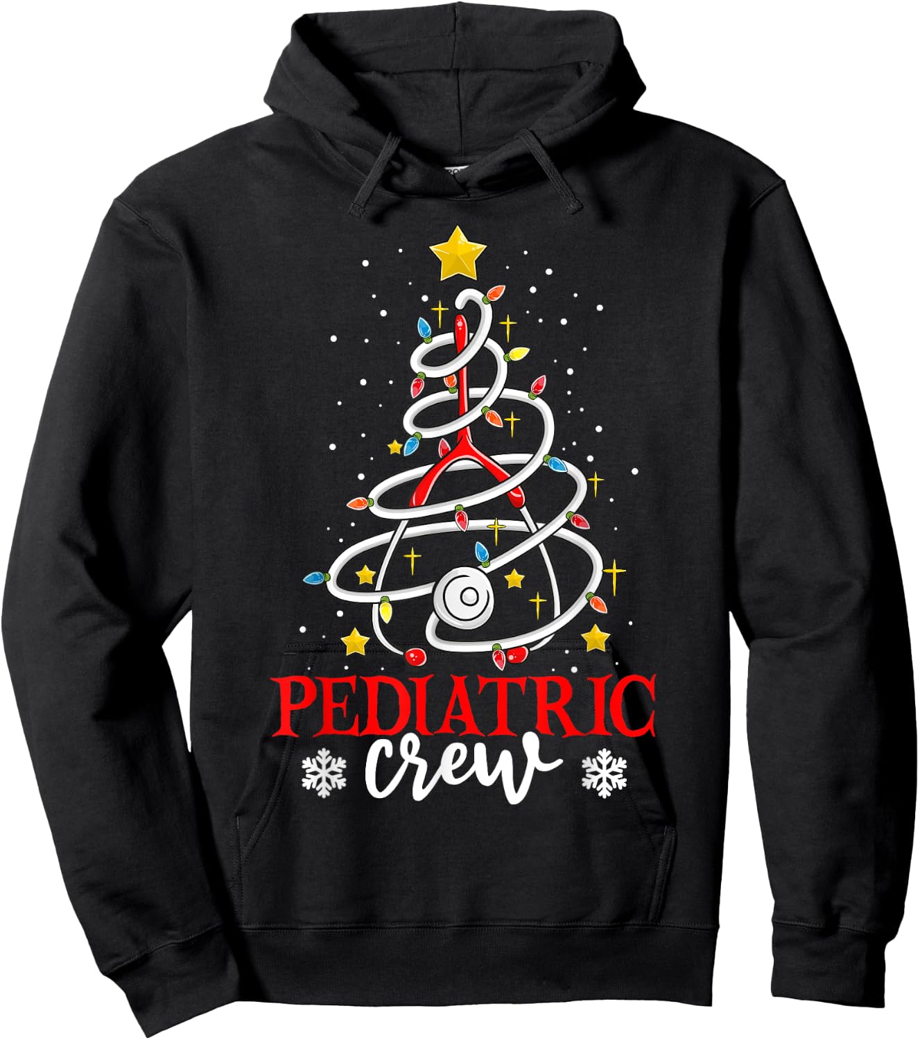 Xmas Nursing Shirt , Christmas Nurse Pediatric Crew Hoodie - Hoodie | Black