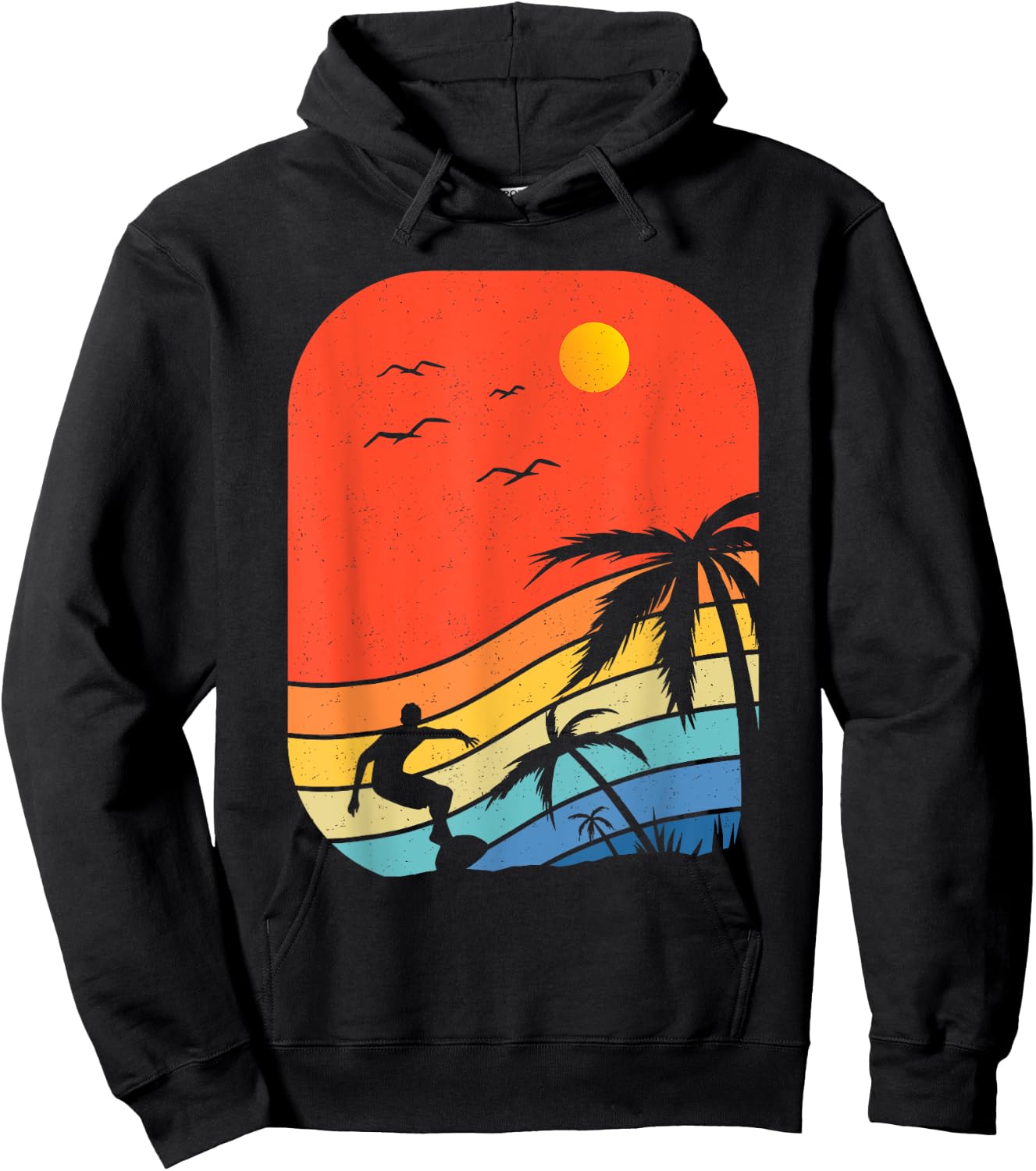 Vintage Surfer Retro Surfing Beach Surf Hawaiian Women Girls Kids Hoodie - Hoodie | Black