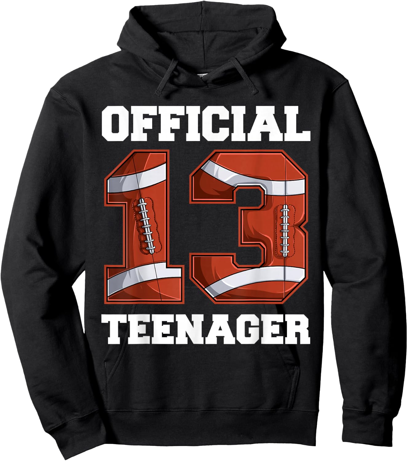 Football 13 Year Old Birthday Boy Shirt, Official Teenager Hoodie - Hoodie | Black