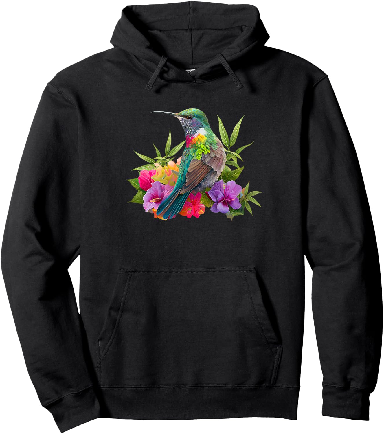 Backyard Bird Watchers Birder Birding Flowers Hummingbird Hoodie - Hoodie | Black