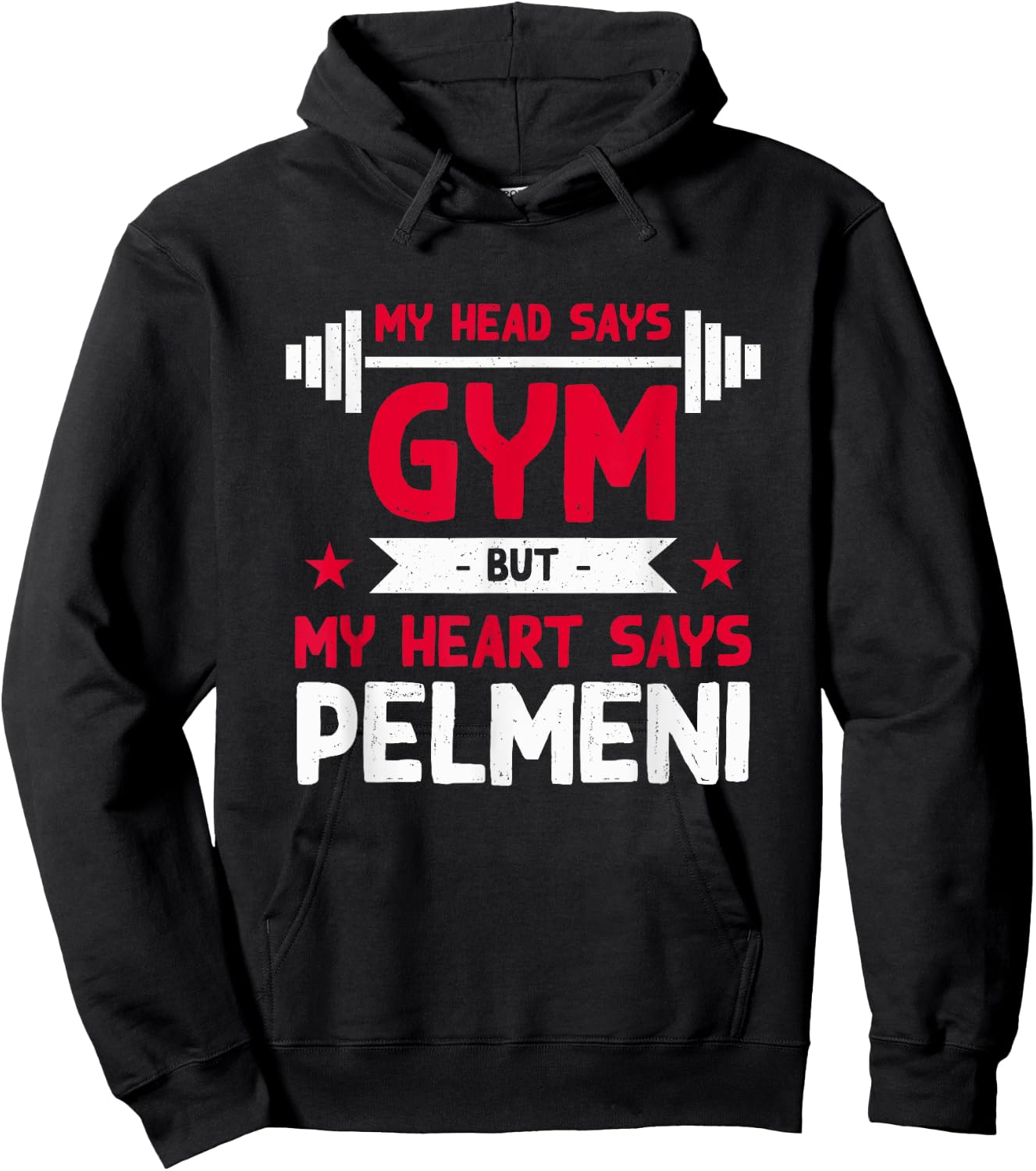 My Heart Says Pelmeni Funny Workout Humor Gym Hoodie - Hoodie | Black