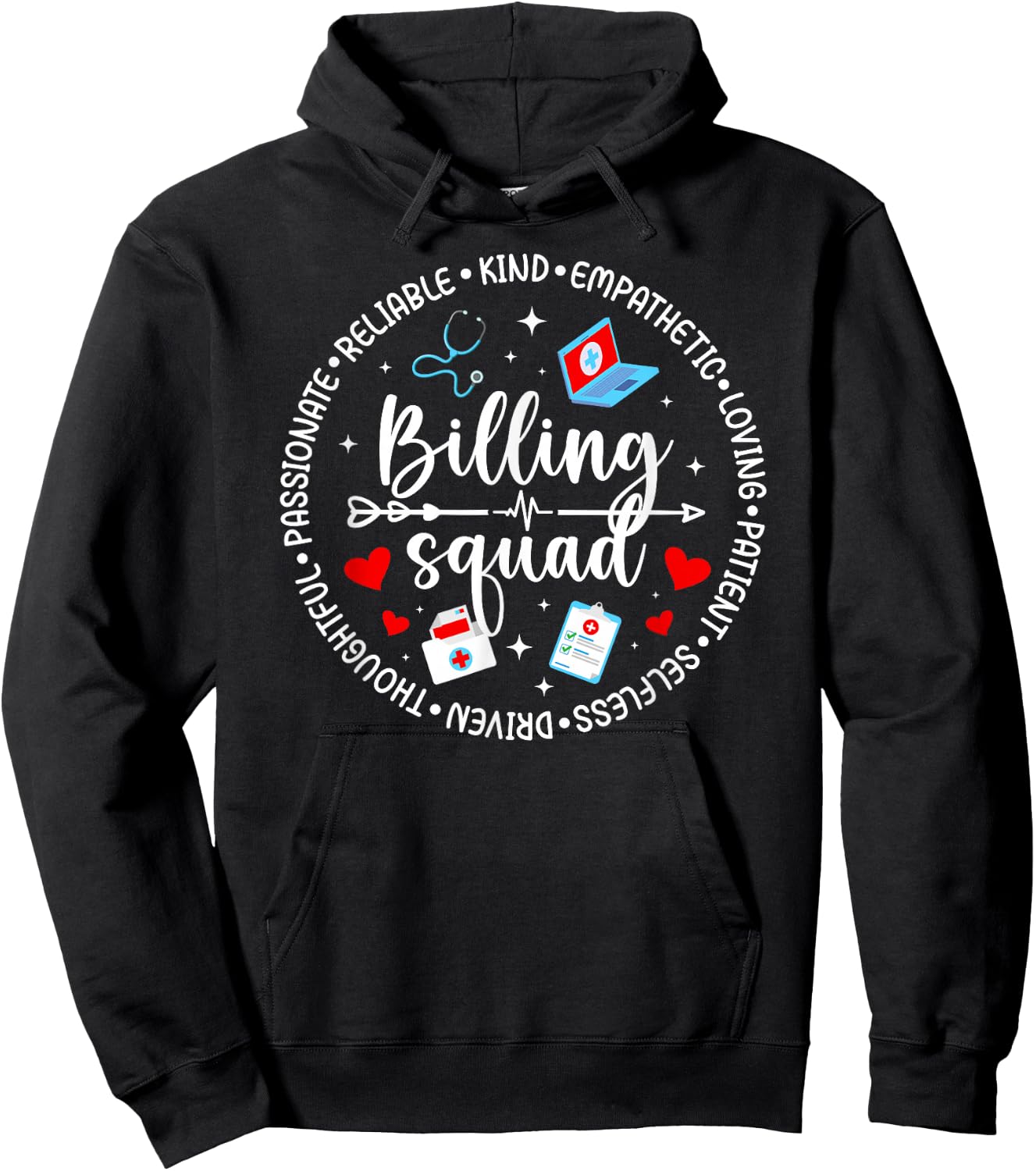Billing Squad Medical Biller Team Medical Biller Crew Hoodie - Hoodie | Black