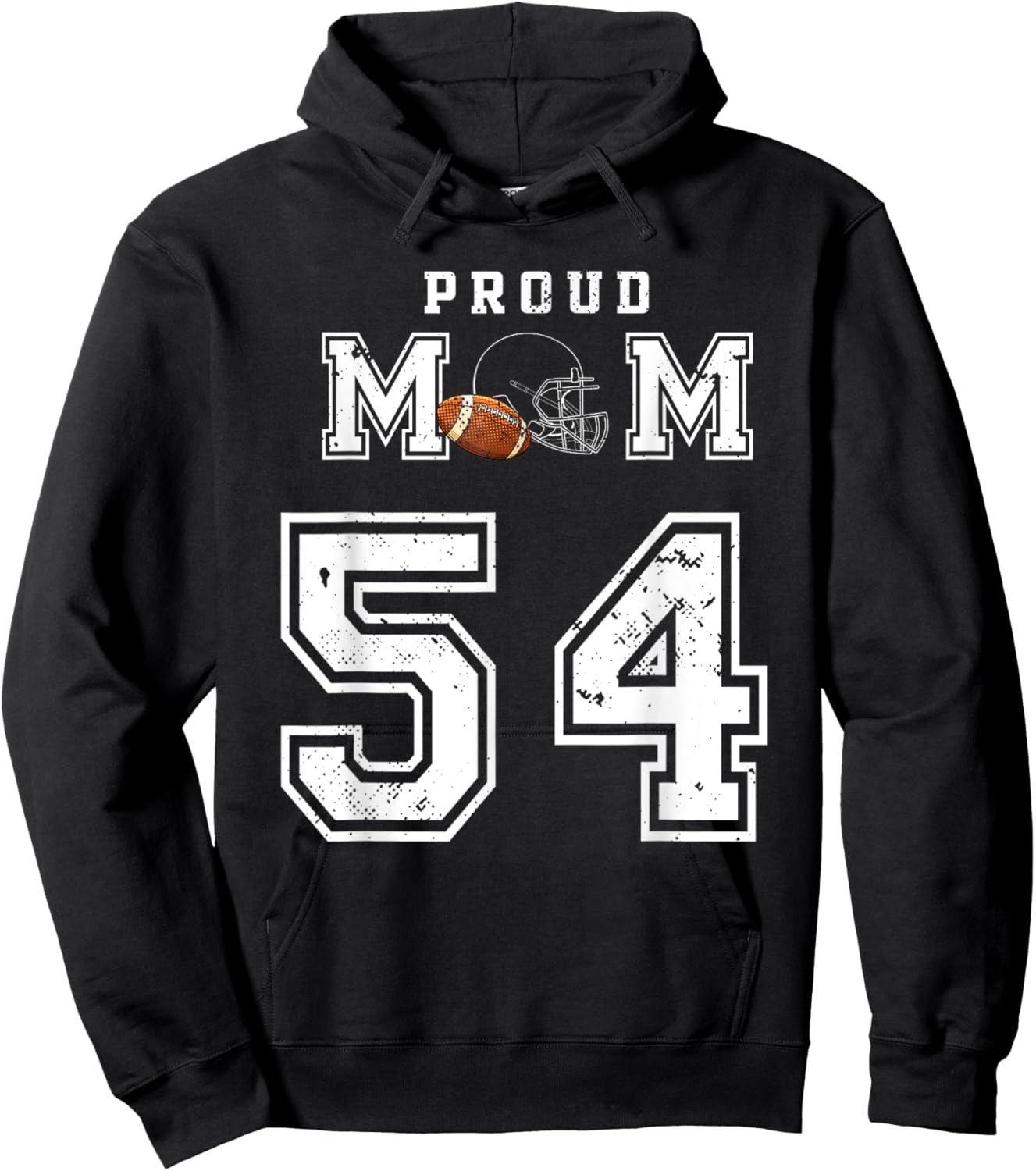 Custom Proud Football Mom Number 54 Personalized Hoodie - Hoodie | Black