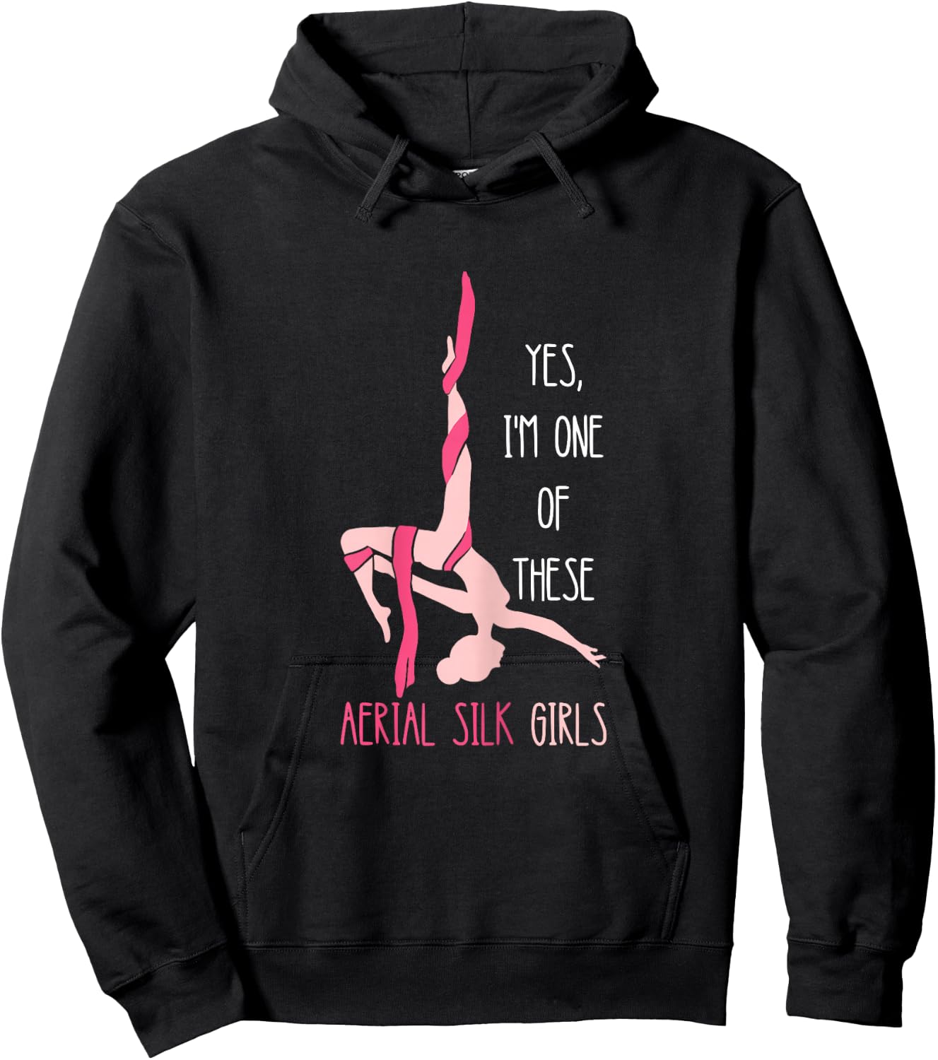Aerial Silk Girl Hanging Aerialist Air Acrobatic Aerial Hoodie - Hoodie | Black