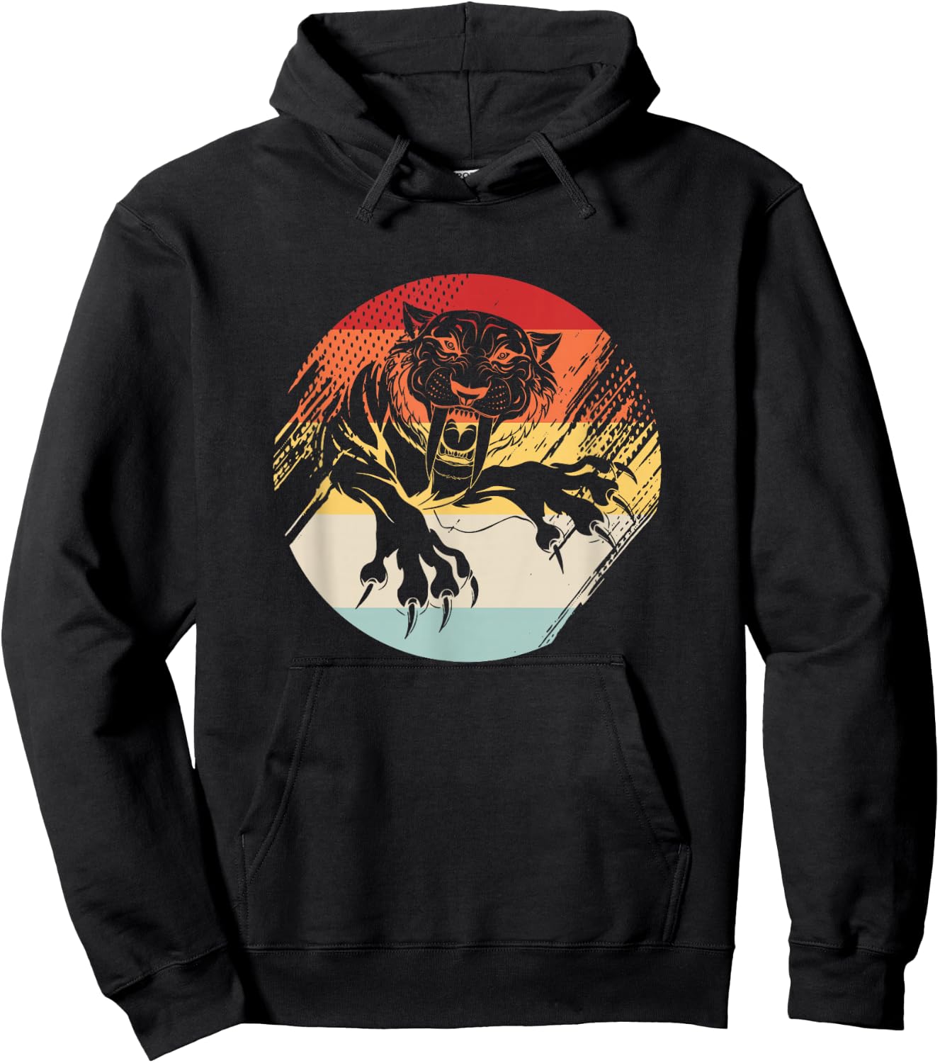 Vintage Sabertooth Tiger Hoodie - Hoodie | Black