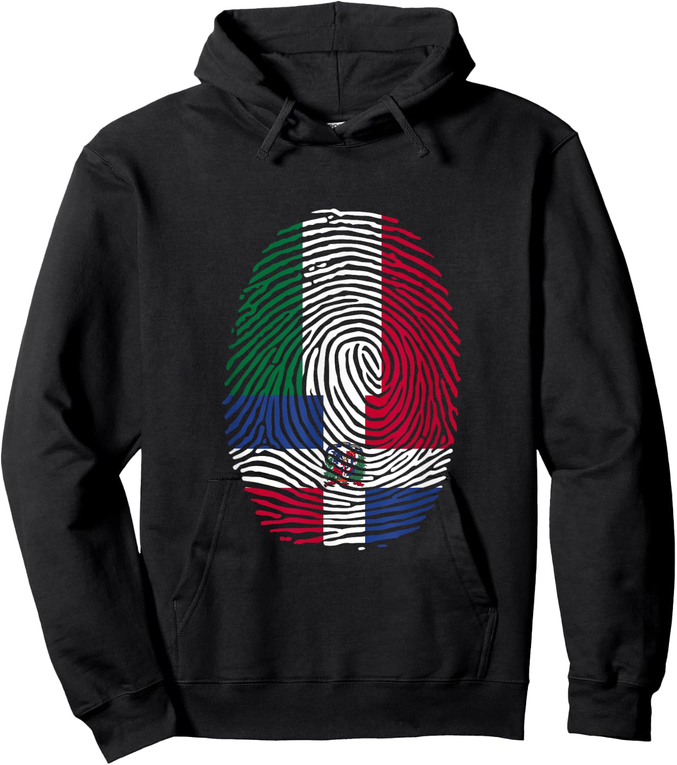 Dominican & Italy Fingerprint Half Italian Dominicana Roots Hoodie - Hoodie | Black