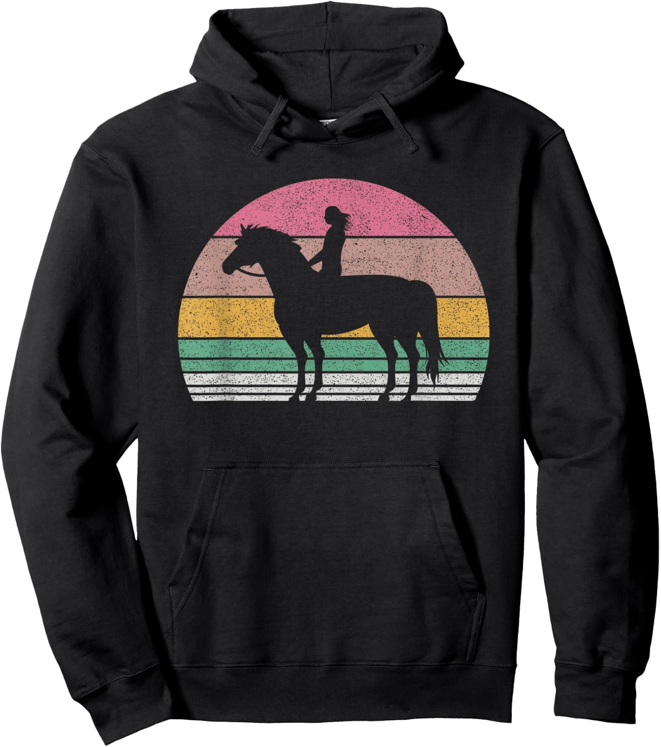 Vintage Retro Girl Horse Riding Cowgirl Texas Ranch Gift Hoodie - Hoodie | Black