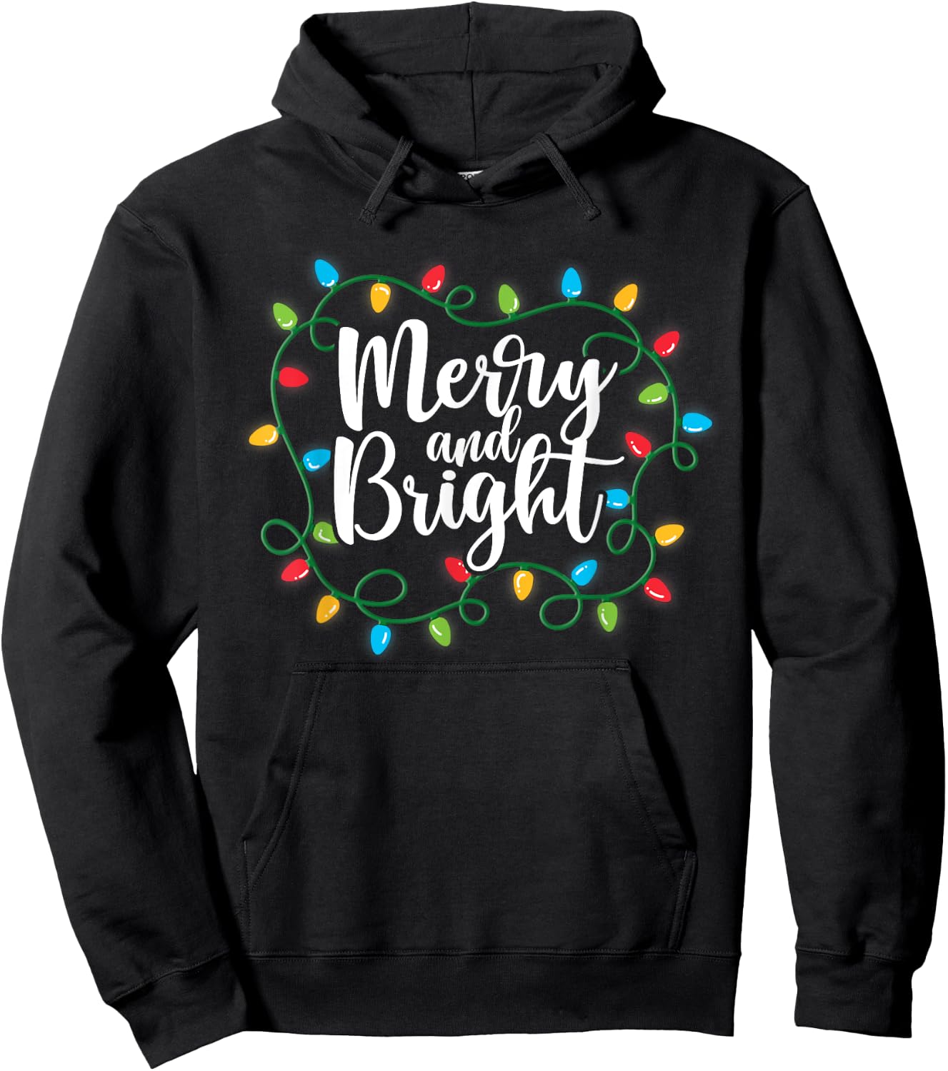 Merry and Bright Christmas Light Funny Family Christmas 2024 Hoodie - Hoodie | Black
