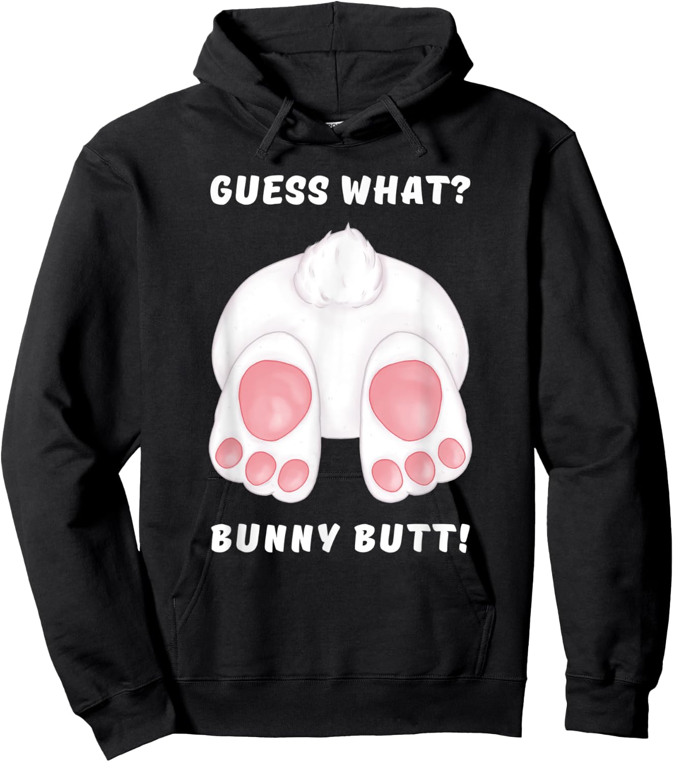 Funny "Guess What? Bunny Butt" Silly Rabbit Easter Jesus Hoodie - Hoodie | Black