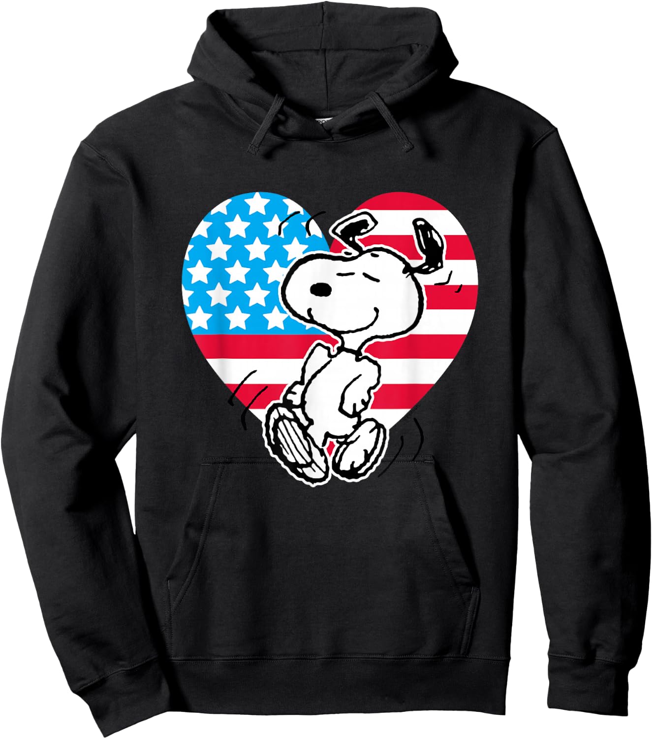 Peanuts - Snoopy USA Flag Heart Hoodie - Hoodie | Black