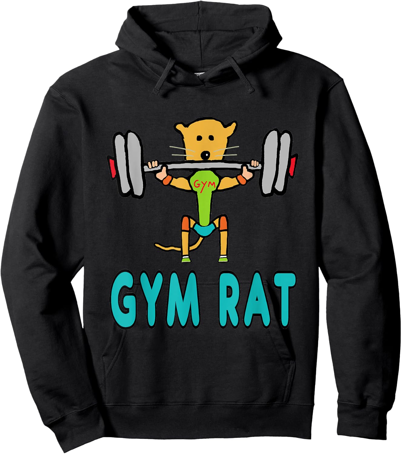 Mark Ewbie Designs Gym Rat - Black, , Short Sleeve, Classic Fit, Cotton Blend, Small Hoodie - Hoodie | Black