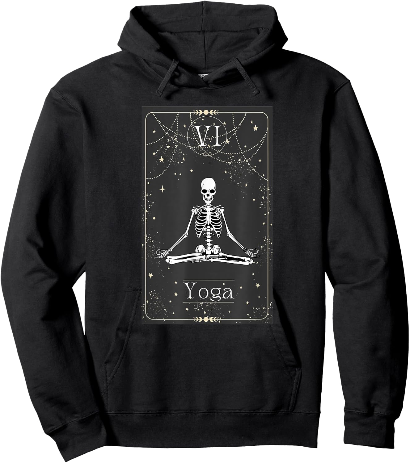 Skeleton Yoga Tarot Card Halloween Hoodie - Hoodie | Black