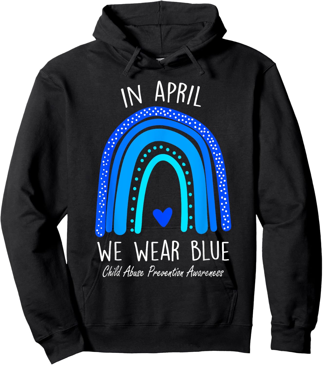 Rainbow April We Wear Blue Child Abuse Prevention Awareness Hoodie - Hoodie | Black