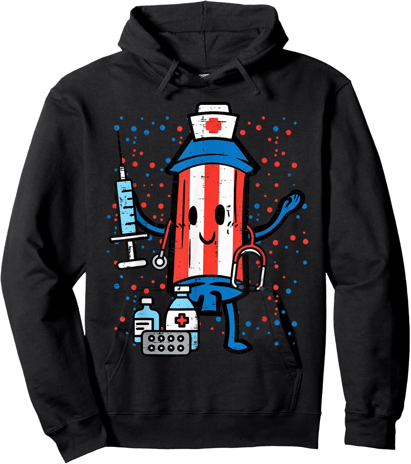 4th Of July Firecracker Nurse Funny America Scrub Top Women Hoodie - Hoodie | Black