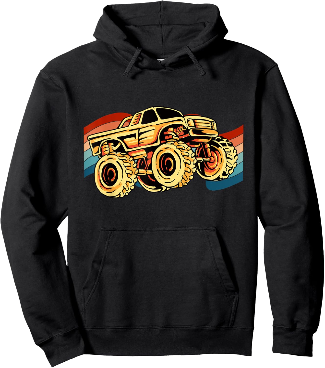 Vintage Monster Truck Big Style Truck Hoodie - Hoodie | Black