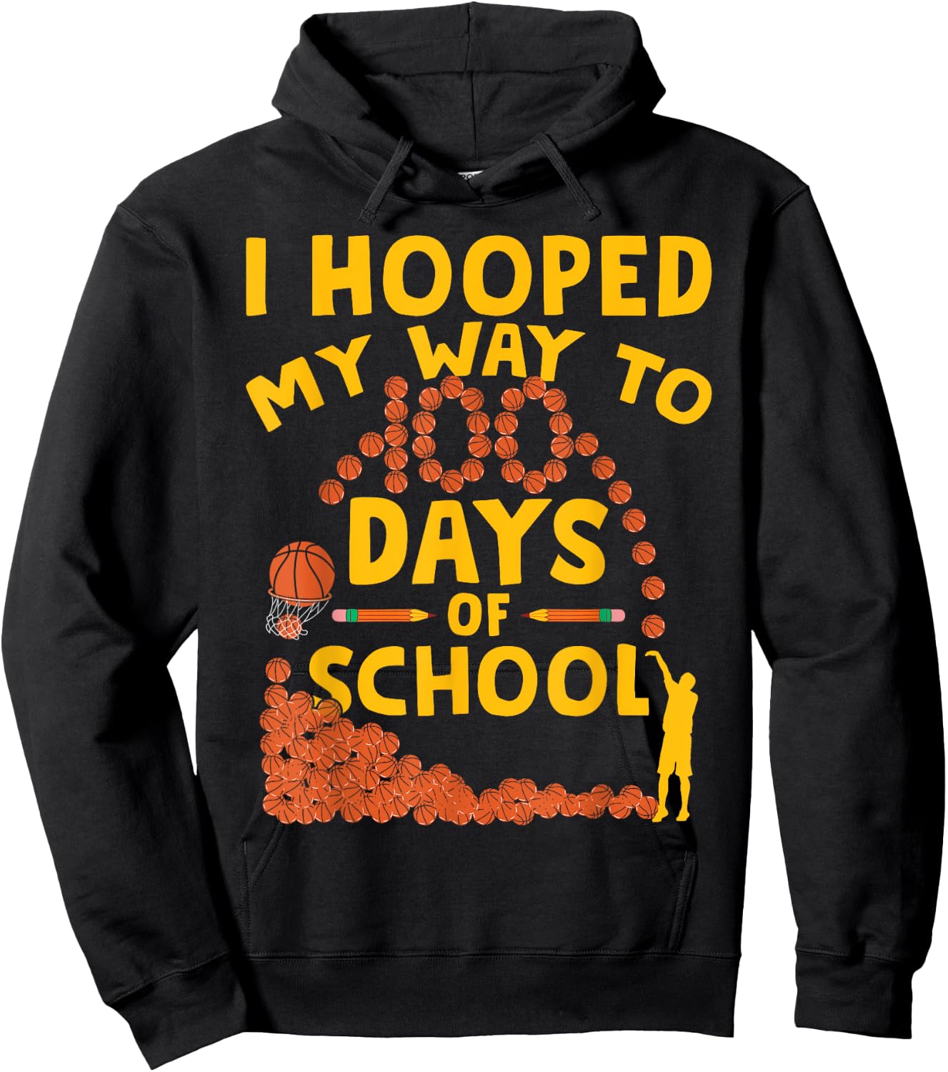 Funny 100 Days Of School 100th Day Of School Basketball Hoodie - Hoodie | Black