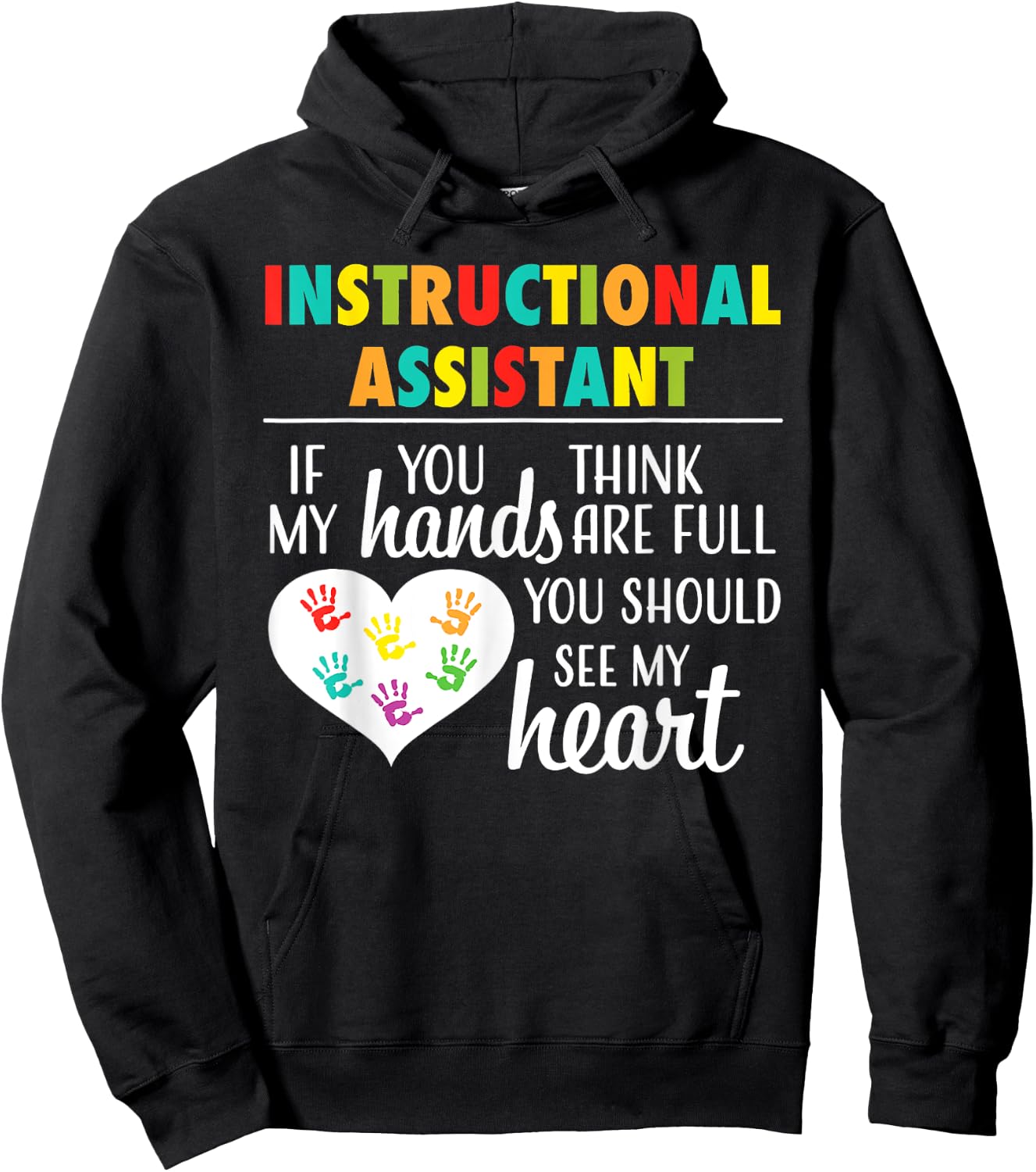 Instructional Assistant Cute Heart Appreciation Hoodie - Hoodie | Black