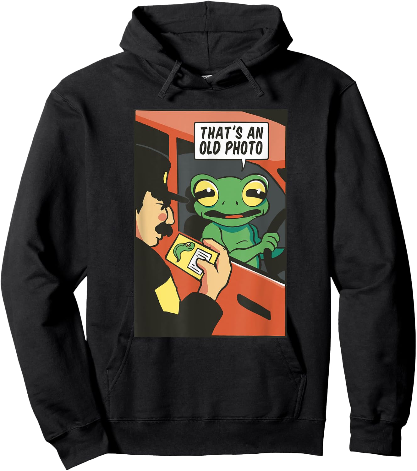 That's an old photo tadpole frog traffic stop frog Hoodie - Hoodie | Black