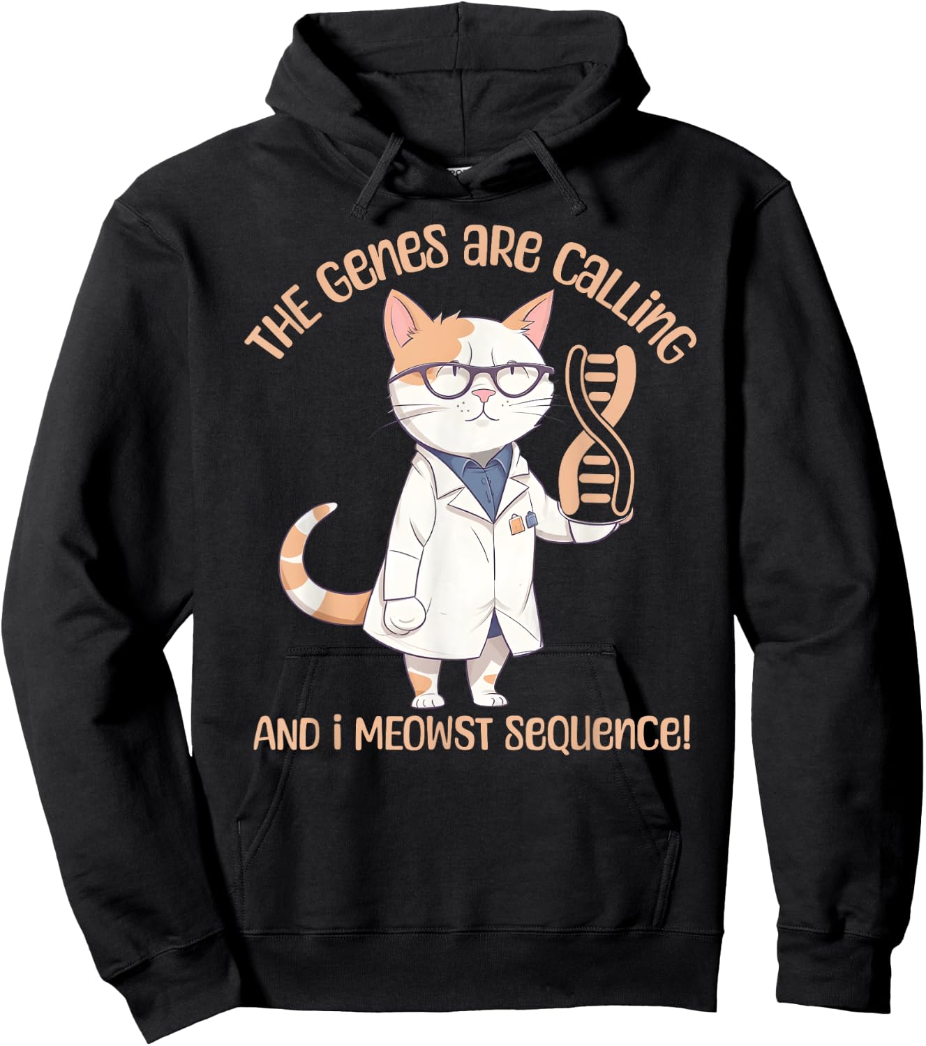 Funny Molecular Biology Cat Gene Sequencing DNA Biologist Men Women Hoodie - Hoodie | Black