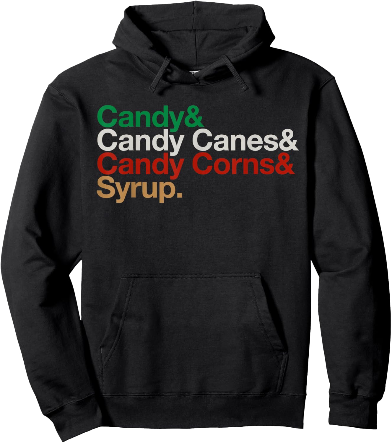 Funny Elf Xmas Food Groups List Candy Canes Corns & Syrup Hoodie - Hoodie | Black