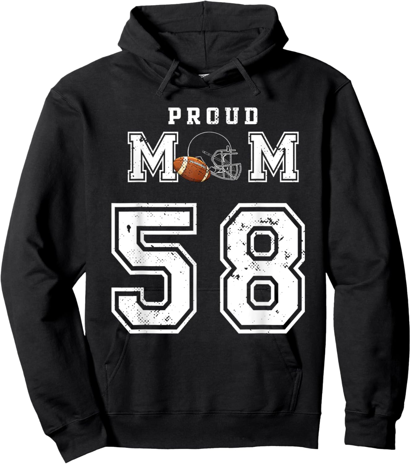 Custom Proud Football Mom Number 58 Personalized Hoodie - Hoodie | Black