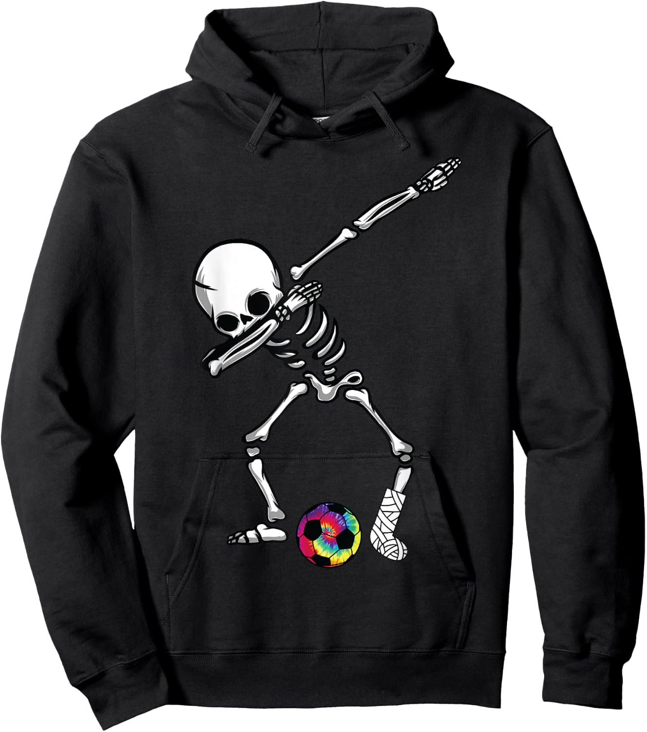 Soccer Dab dabbing broken leg plaster cast skeleton accident Hoodie - Hoodie | Black
