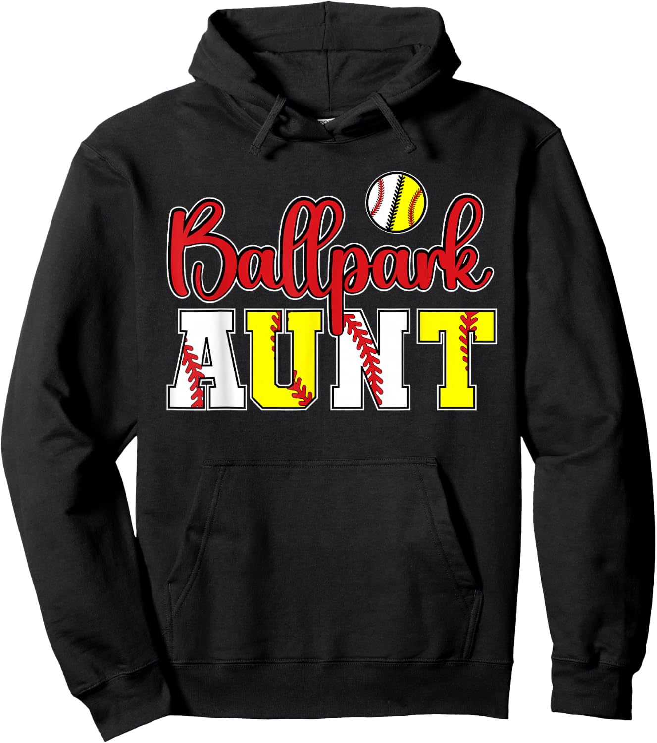 Ballpark Aunt Softball Baseball Aunt Hoodie - Hoodie | Black