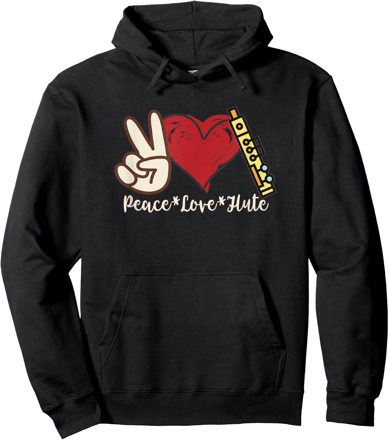 Peace Love Flute Hoodie - Hoodie | Black