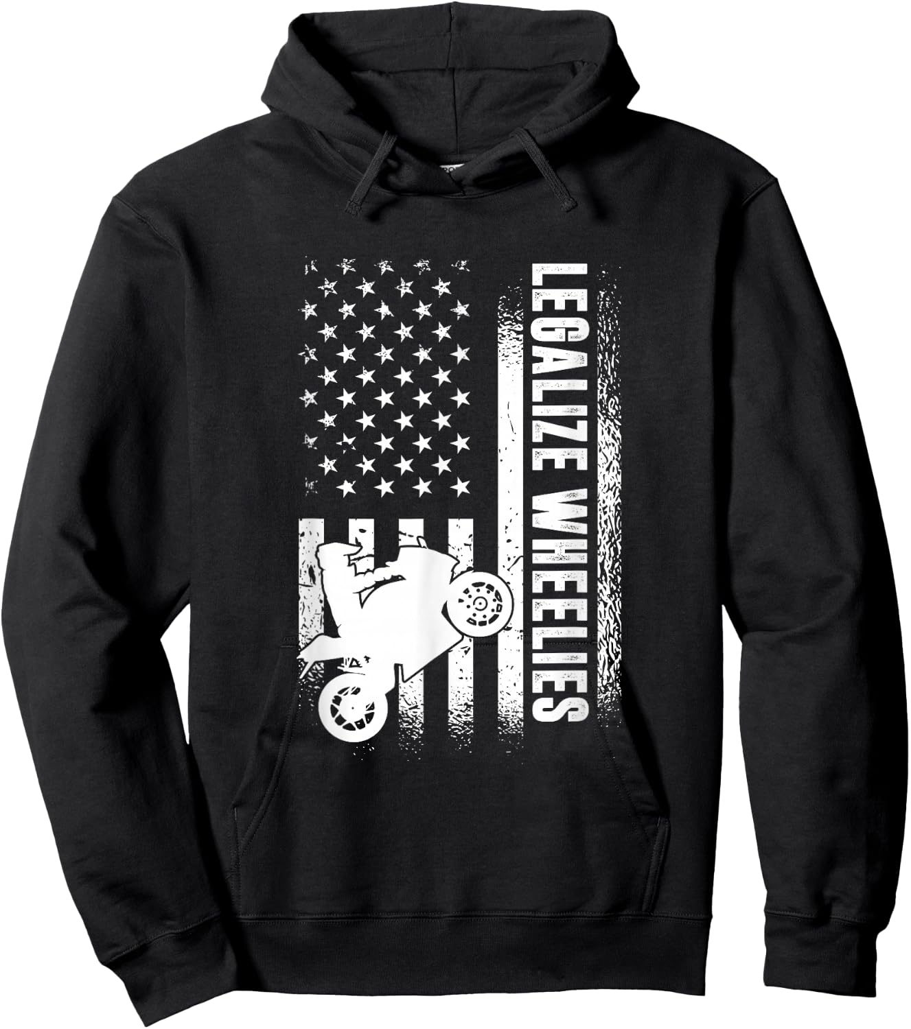 Legalize Wheelies, American Motorbike Rider Hoodie - Hoodie | Black