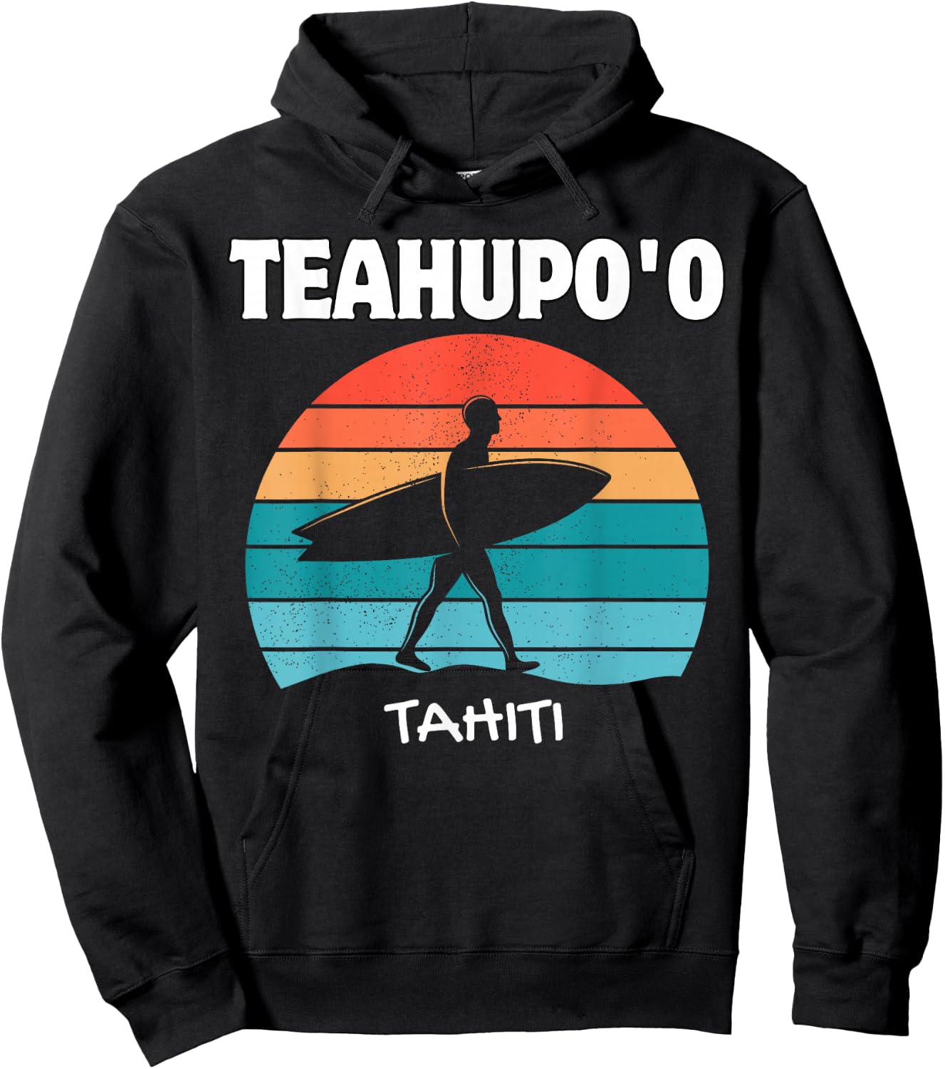 TEAHUPO'O TAHITI Surf Vintage Retro Surfing Hoodie - Hoodie | Black