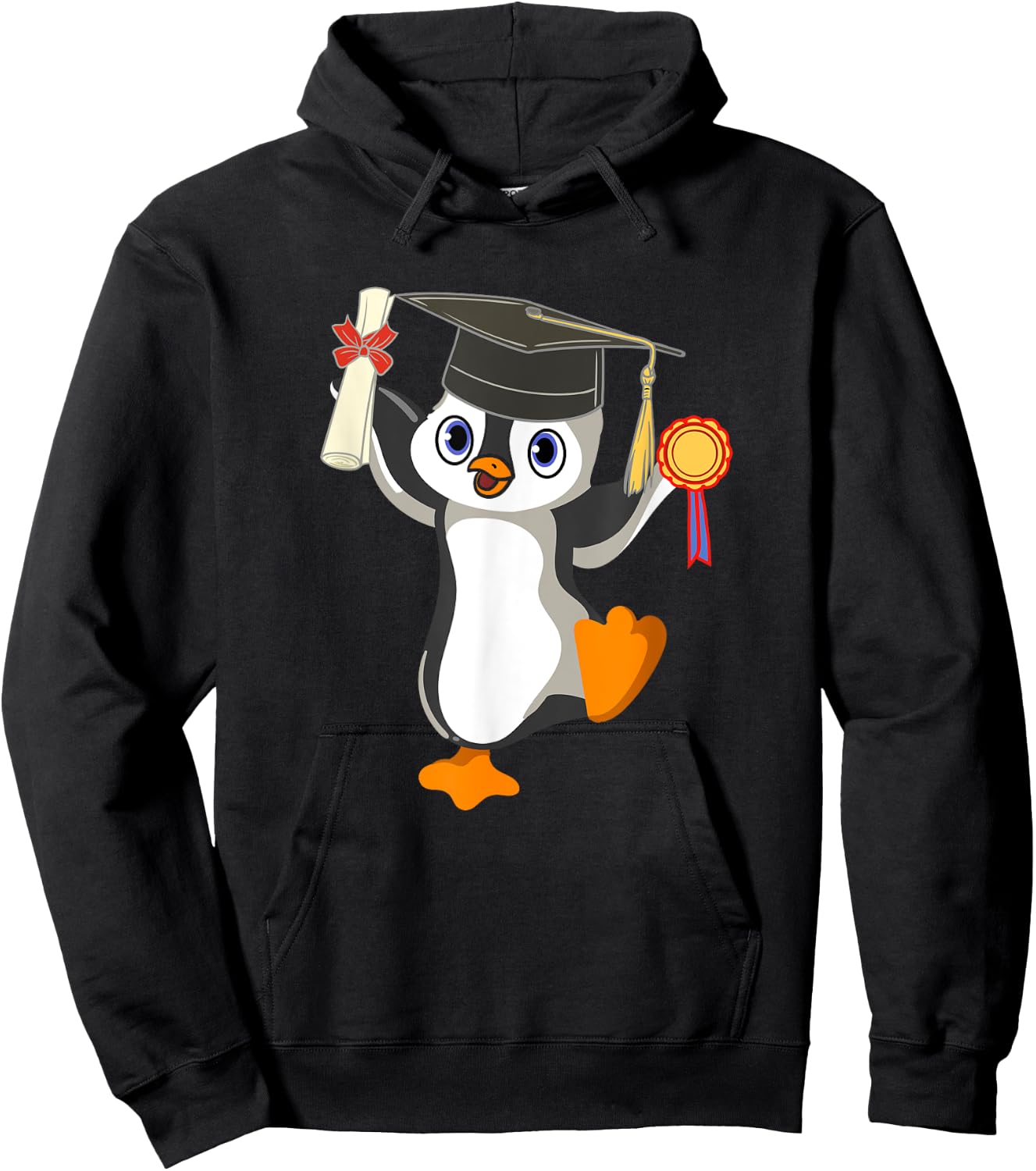 Cute Penguin Dancing Graduation Cap Certificate Fun Graduate Hoodie - Hoodie | Black