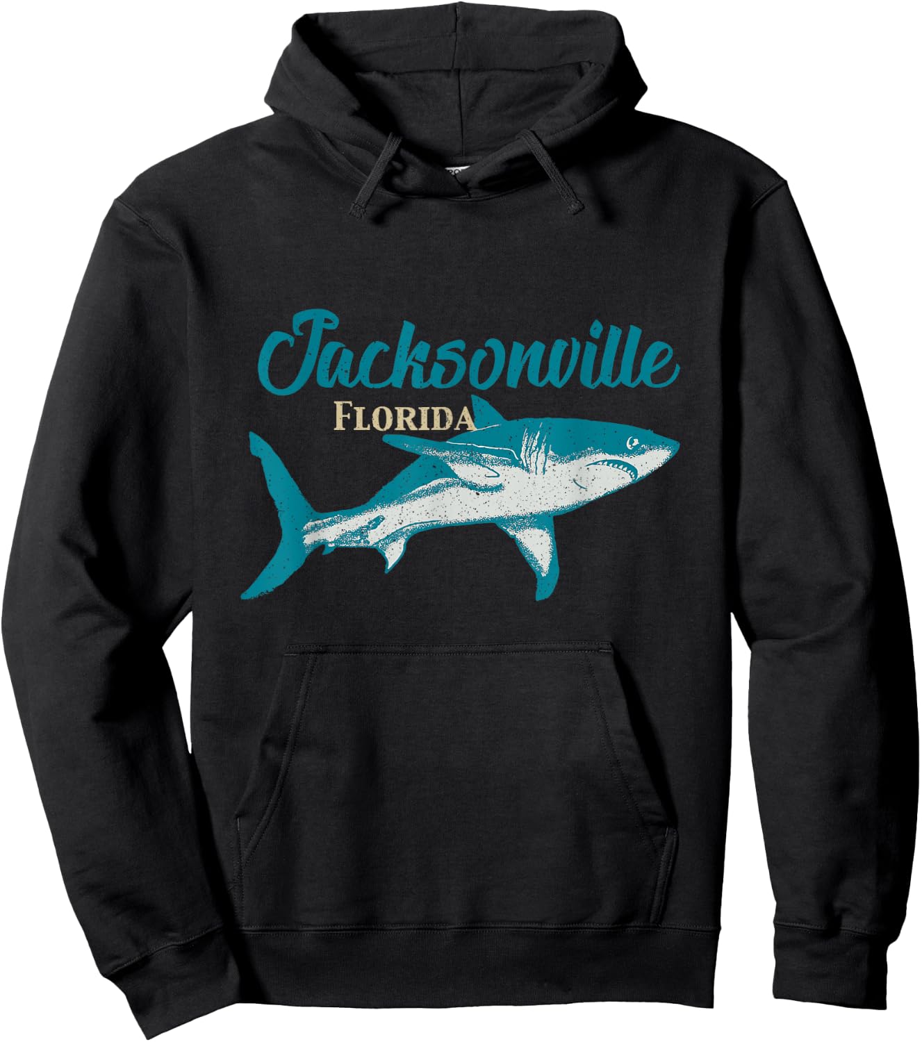 Vintage Distressed Jacksonville Florida Shark FL Souvenir Hoodie - Hoodie | Black