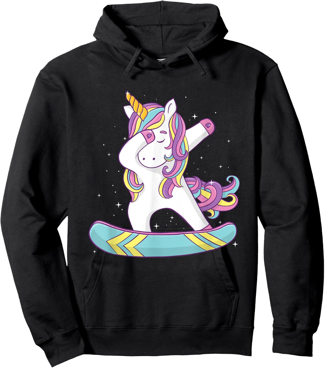 Unicorn Dabbing Snowboarder - Snowboard Snowboarding Lover Hoodie - Hoodie | Black