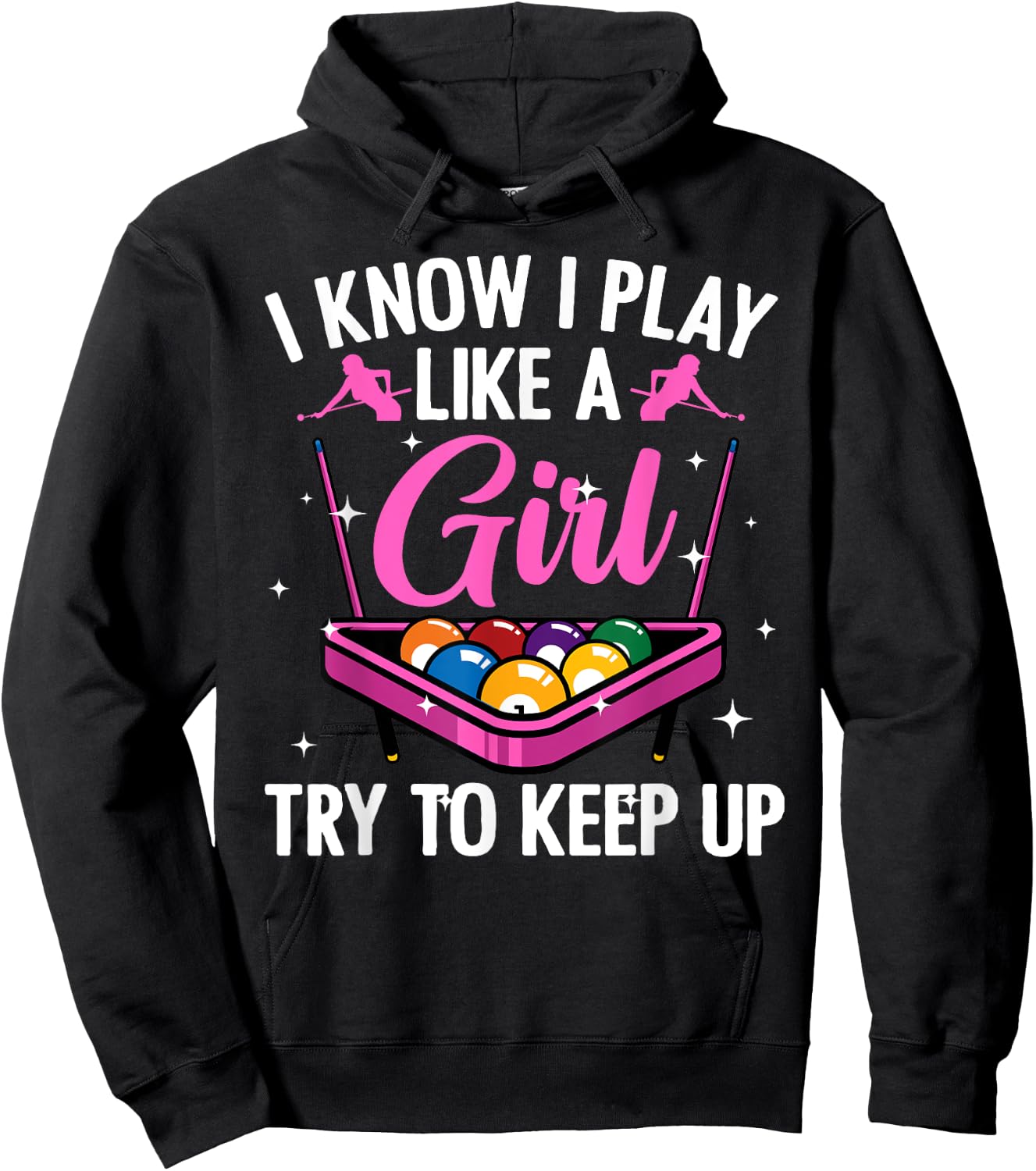 Funny Billiards Design Ladies Girls Pool Players Hoodie - Hoodie | Black