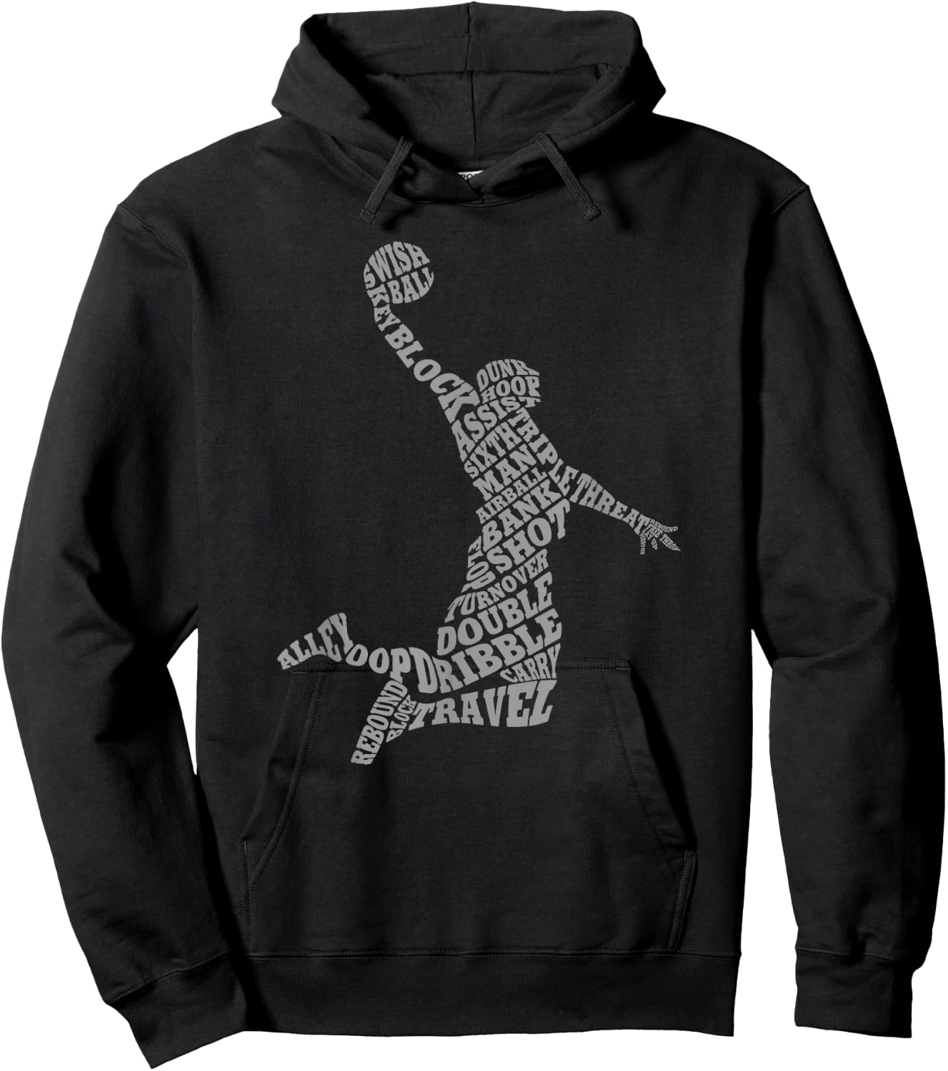 Threadrock Basketball Player Typography Word Art Hoodie - Hoodie | Black