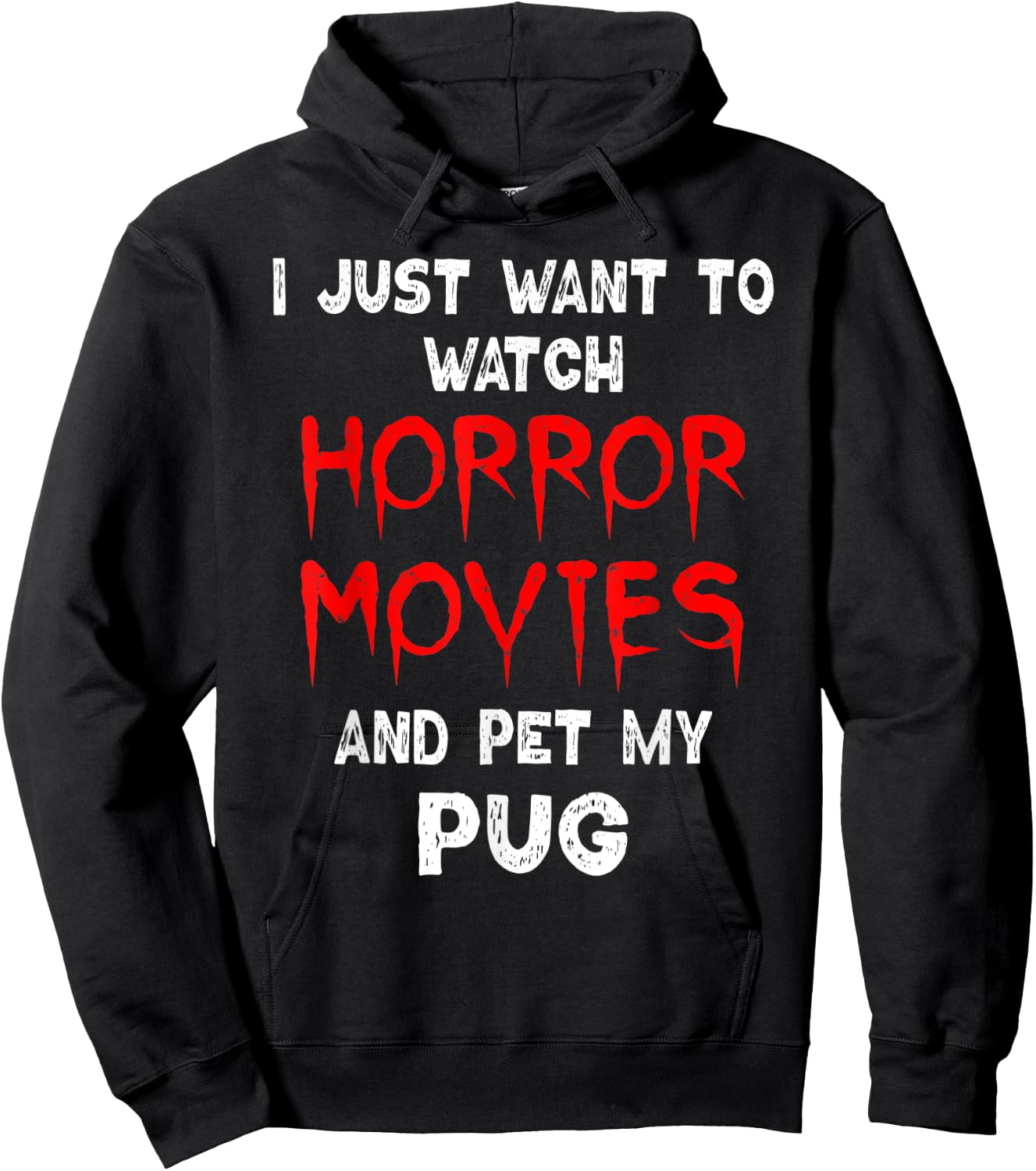 Horror Movie Shirt Funny Pug Dog Horror Film Lover Women Hoodie - Hoodie | Black